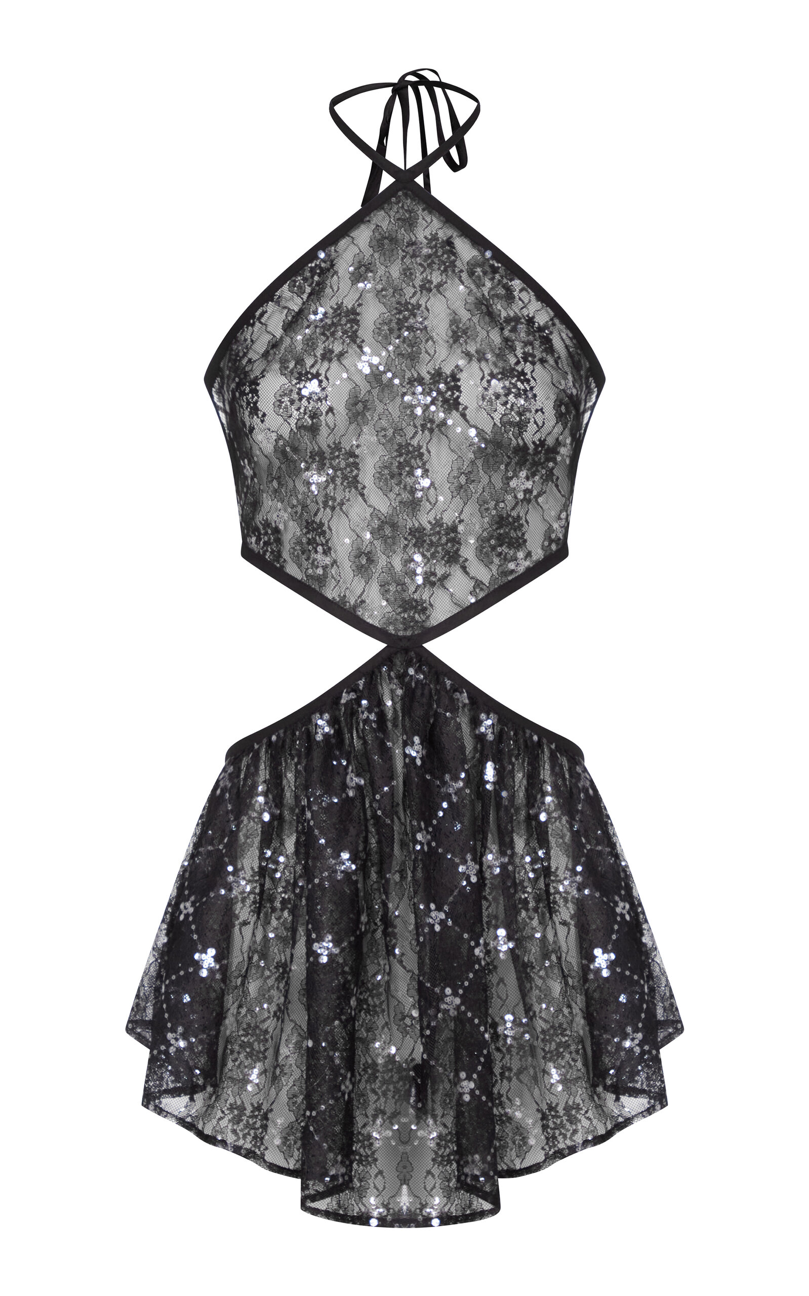 Ludovic De Saint Sernin Anne Sequin Cutout Mini Dress In Black