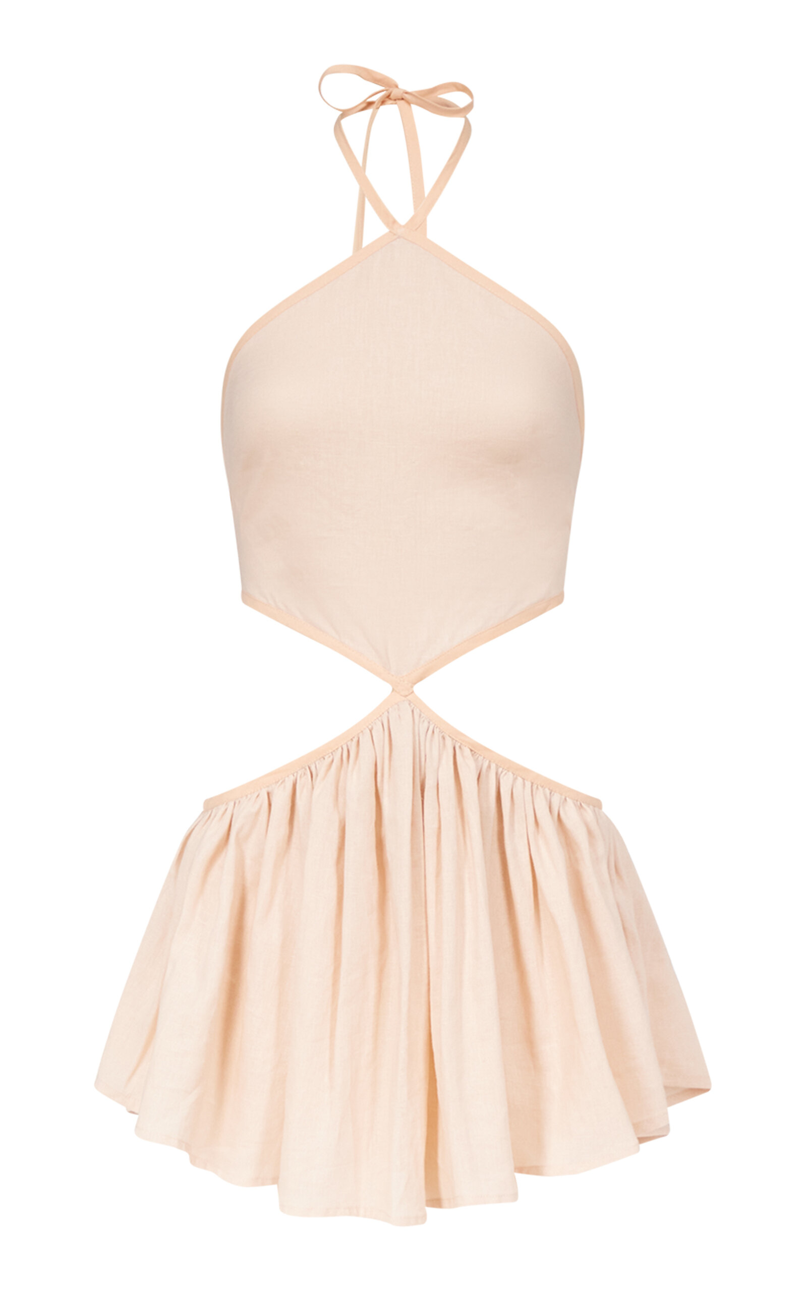 Ludovic De Saint Sernin Anne Linen Cutout Mini Dress In Pink