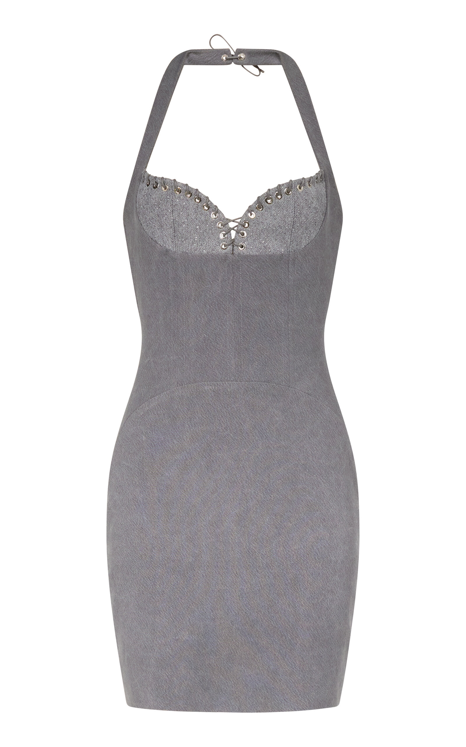 Ludovic De Saint Sernin Lindsay Halter Mini Dress In Gray