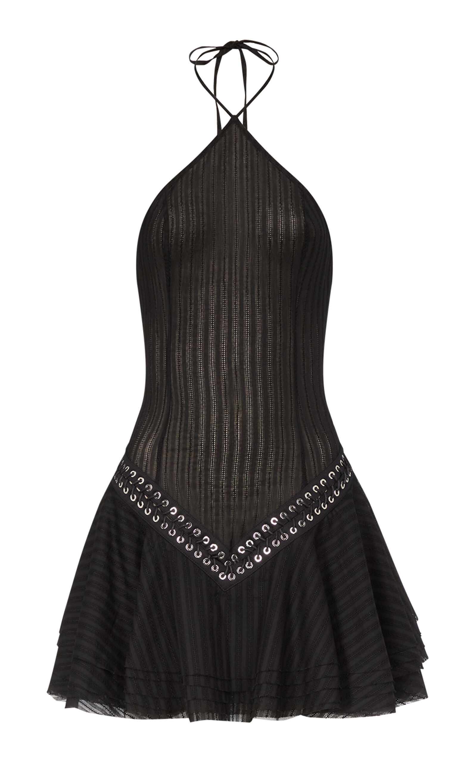Ludovic De Saint Sernin Square Halter Mini Dress In Black