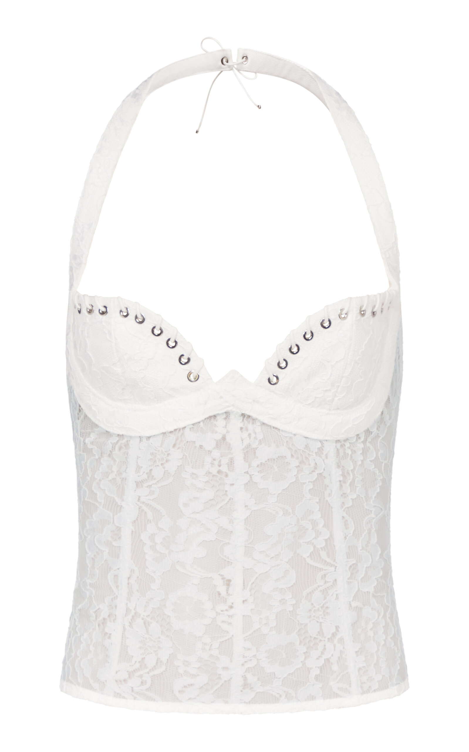 Ludovic De Saint Sernin Lilo Sweetheart Neck Lace Halter Top In White