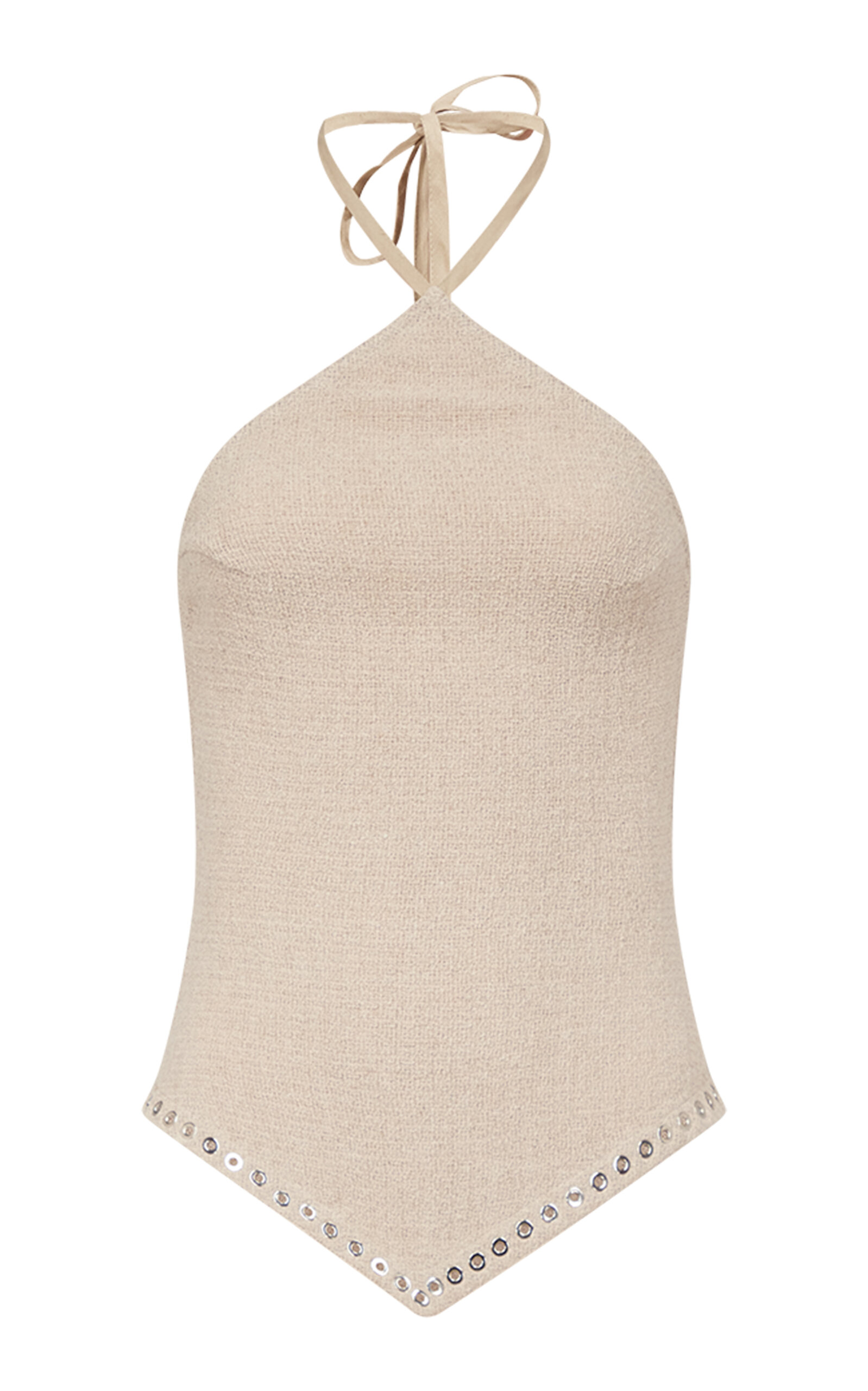 Ludovic De Saint Sernin Square Sequin-detailed Halter Top In Neutral