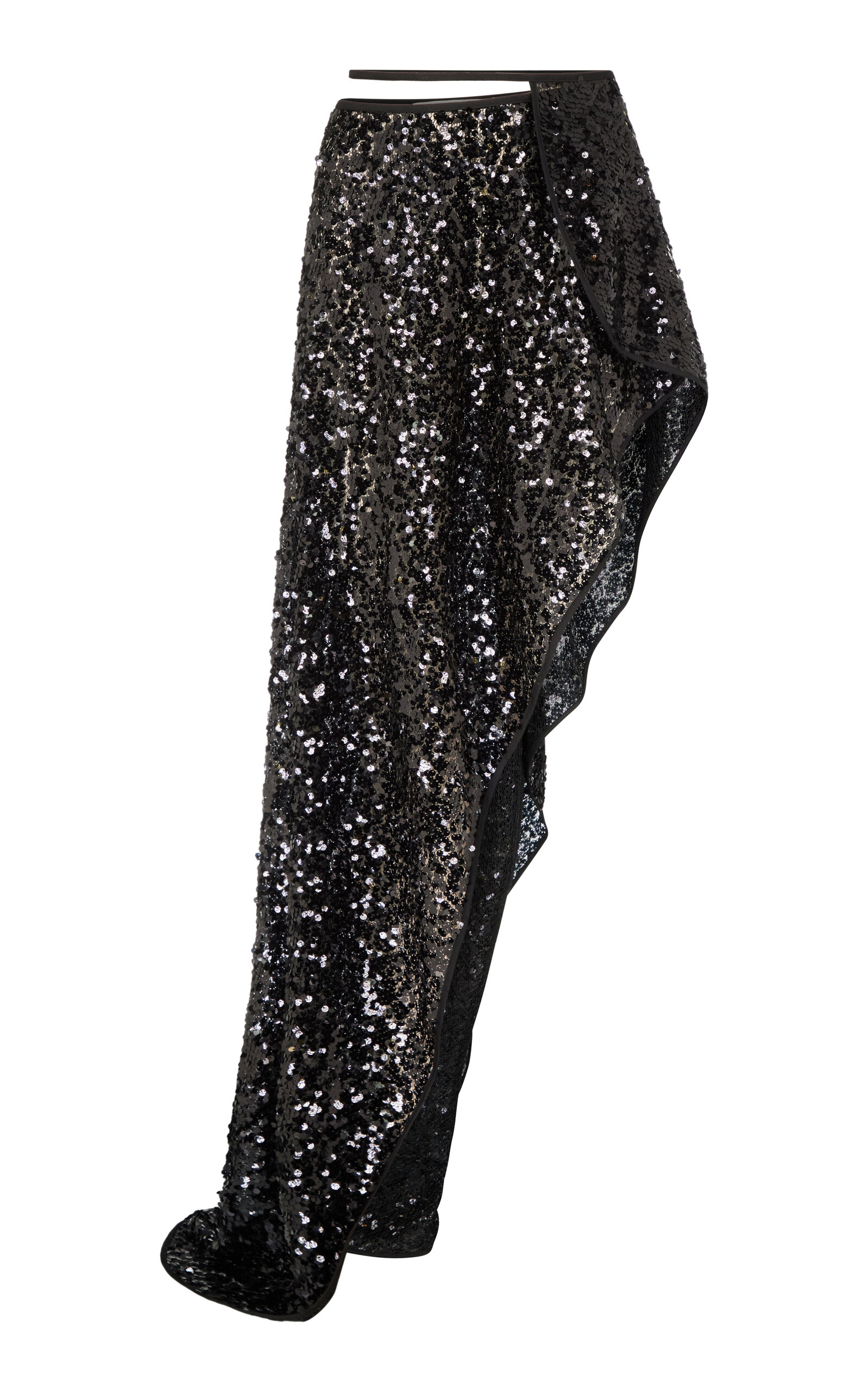 Ludovic De Saint Sernin Ballet Sequined High-to-low Wrap Skirt In Black
