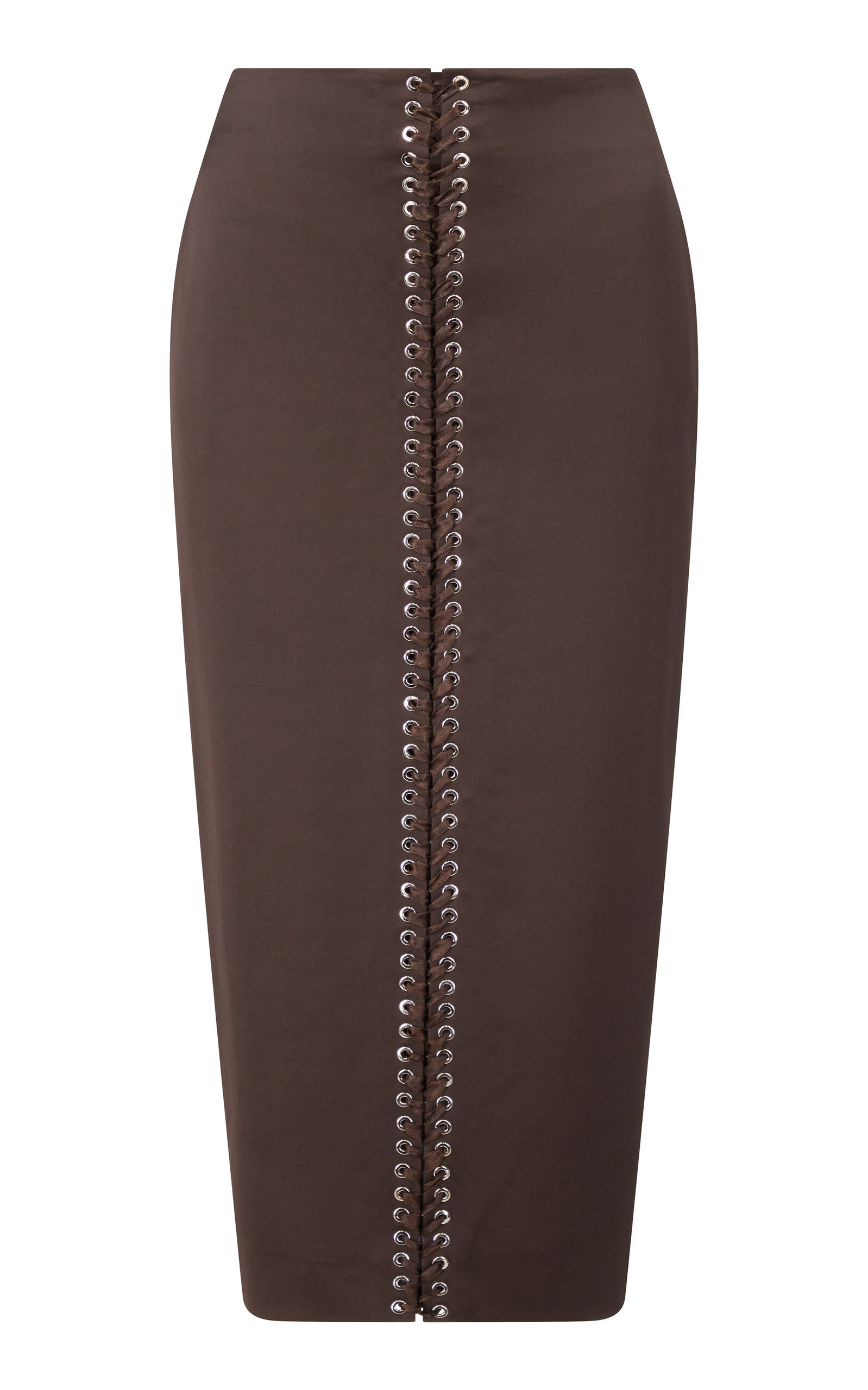 Ludovic De Saint Sernin Grommet-detailed Satin Pencil Skirt In Black