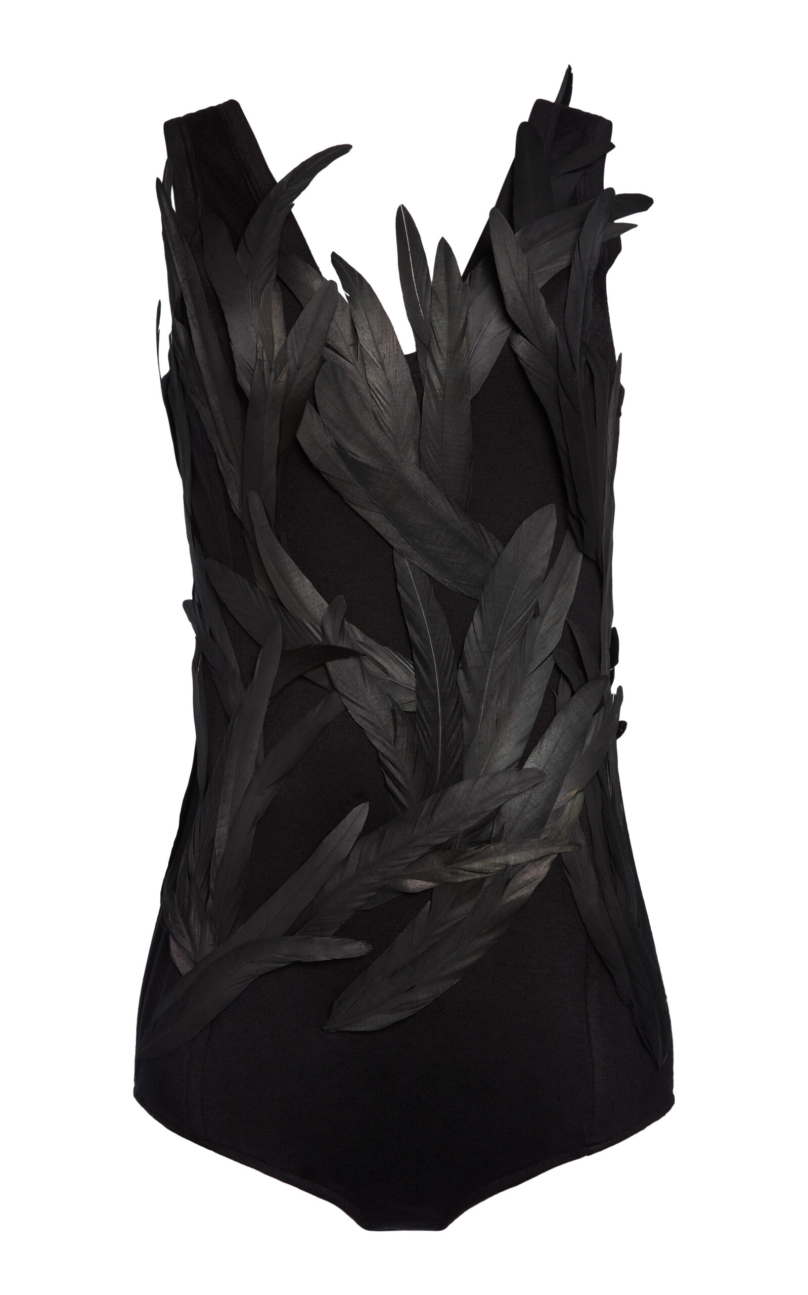 Victoria Beckham Moda Exclusive Feather-embellished Cotton Tank Top In Black