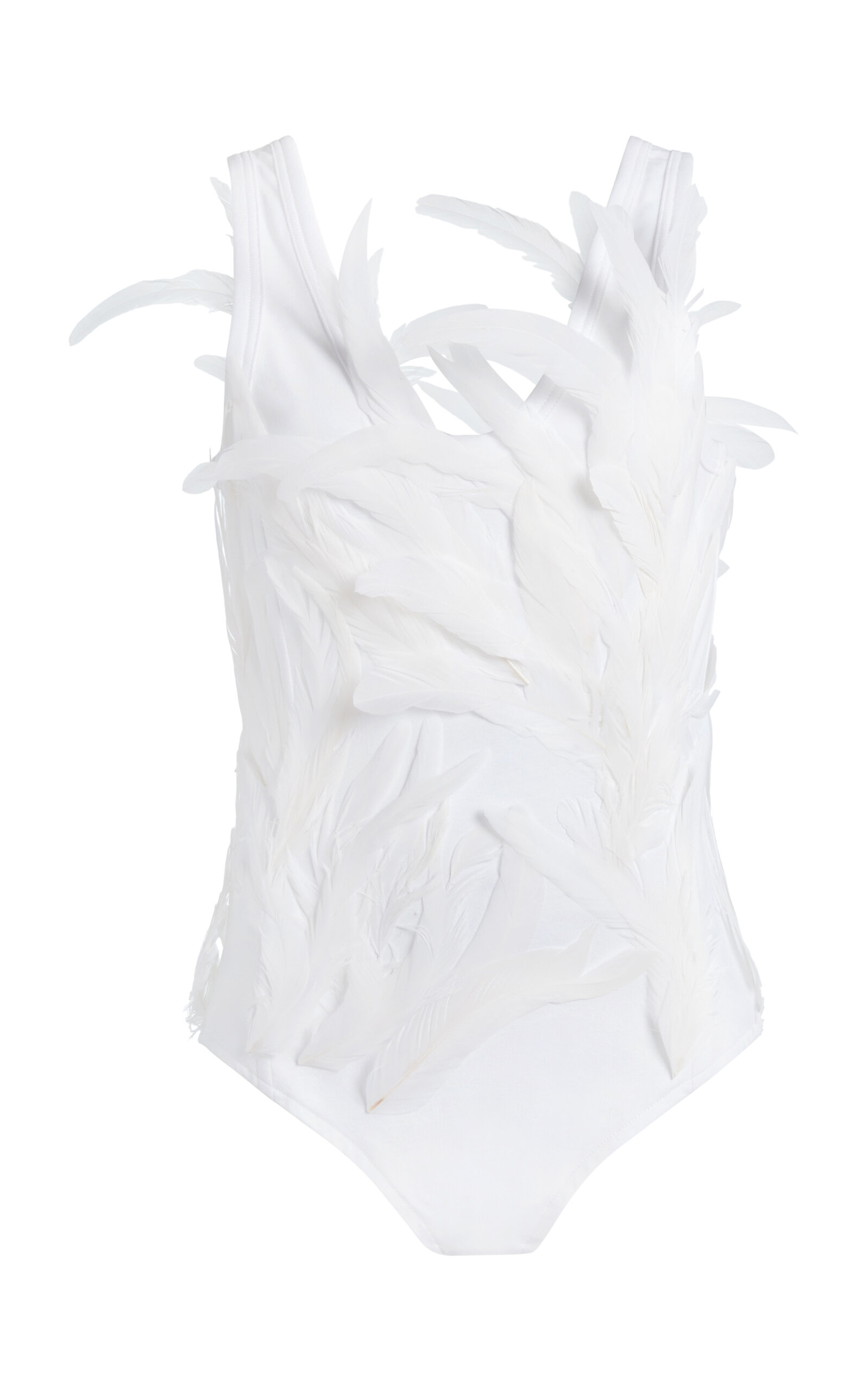 Victoria Beckham Moda Exclusive Feather-embellished Cotton Tank Top In White