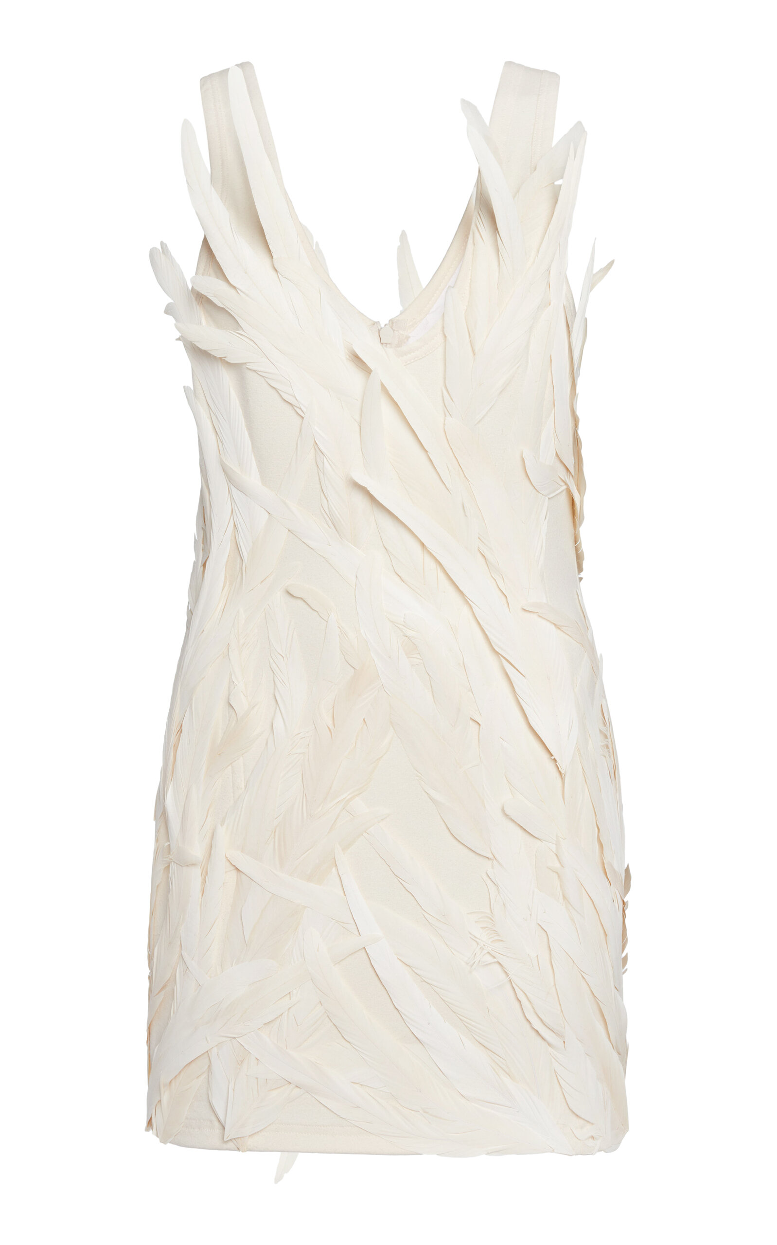 Victoria Beckham Moda Exclusive Feather-embellished Cotton Mini Dress In White