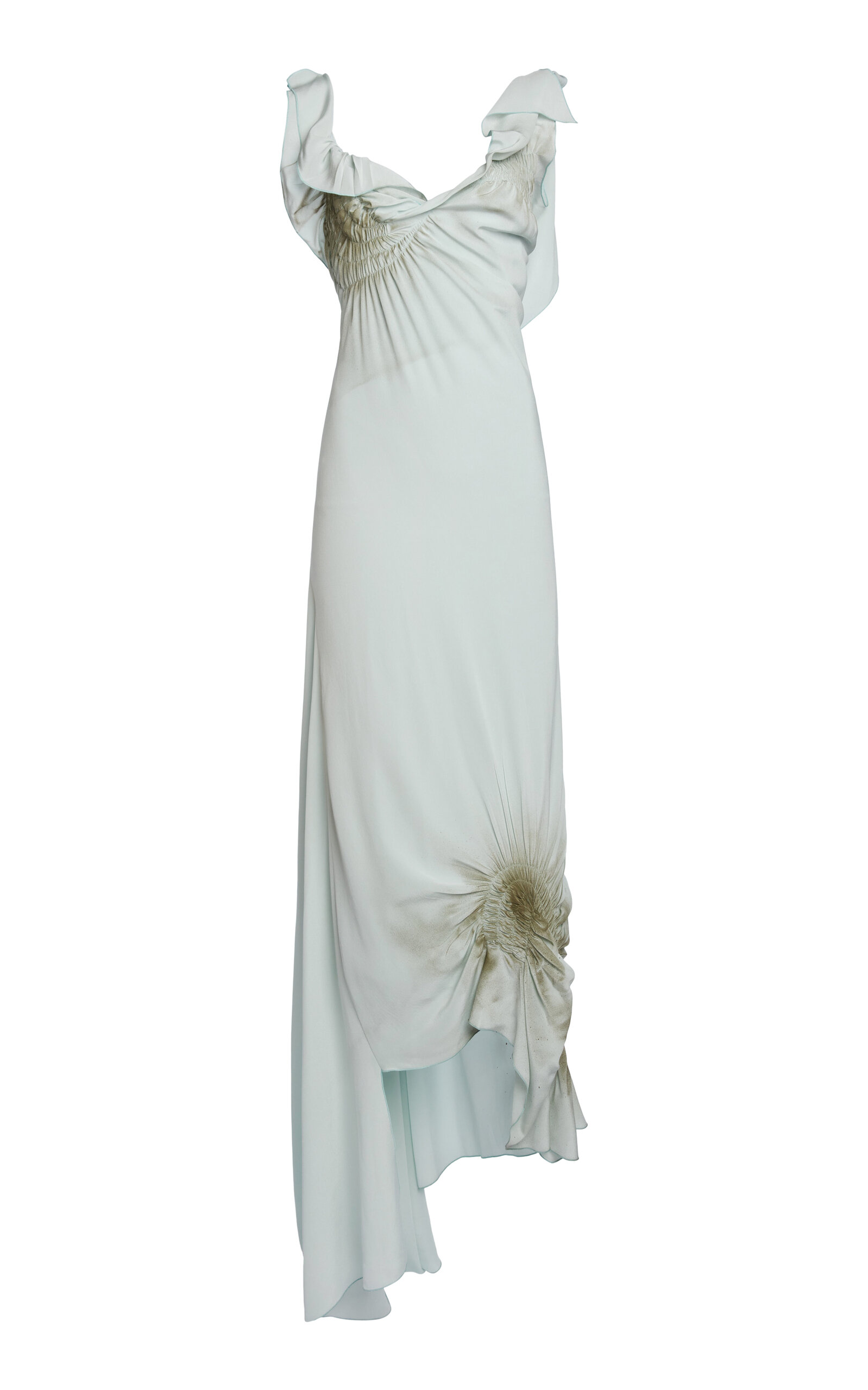 Victoria Beckham Draped Smocked Silk Gown - Grey