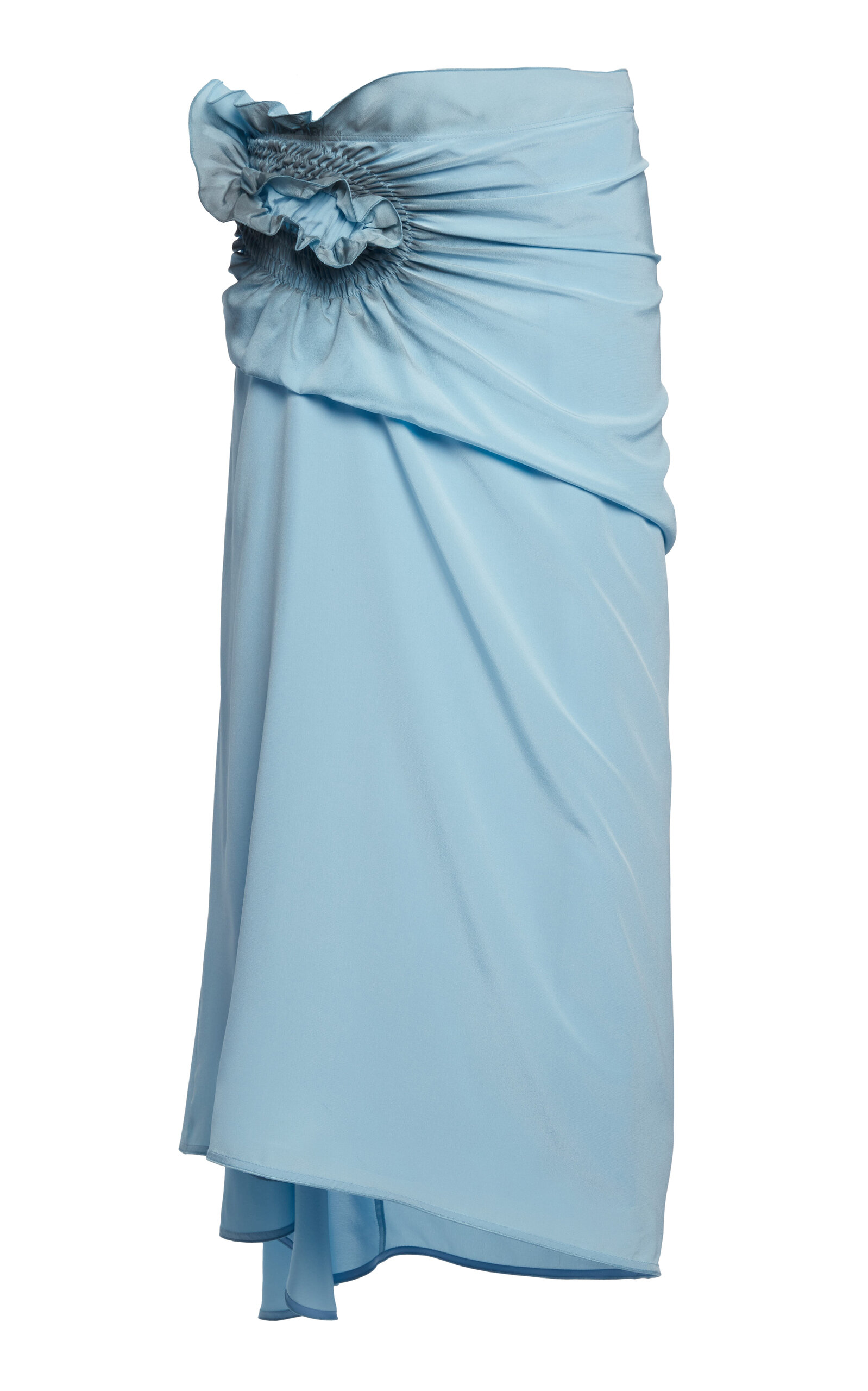 Victoria Beckham Smock-detailed Silk Skirt In Blue