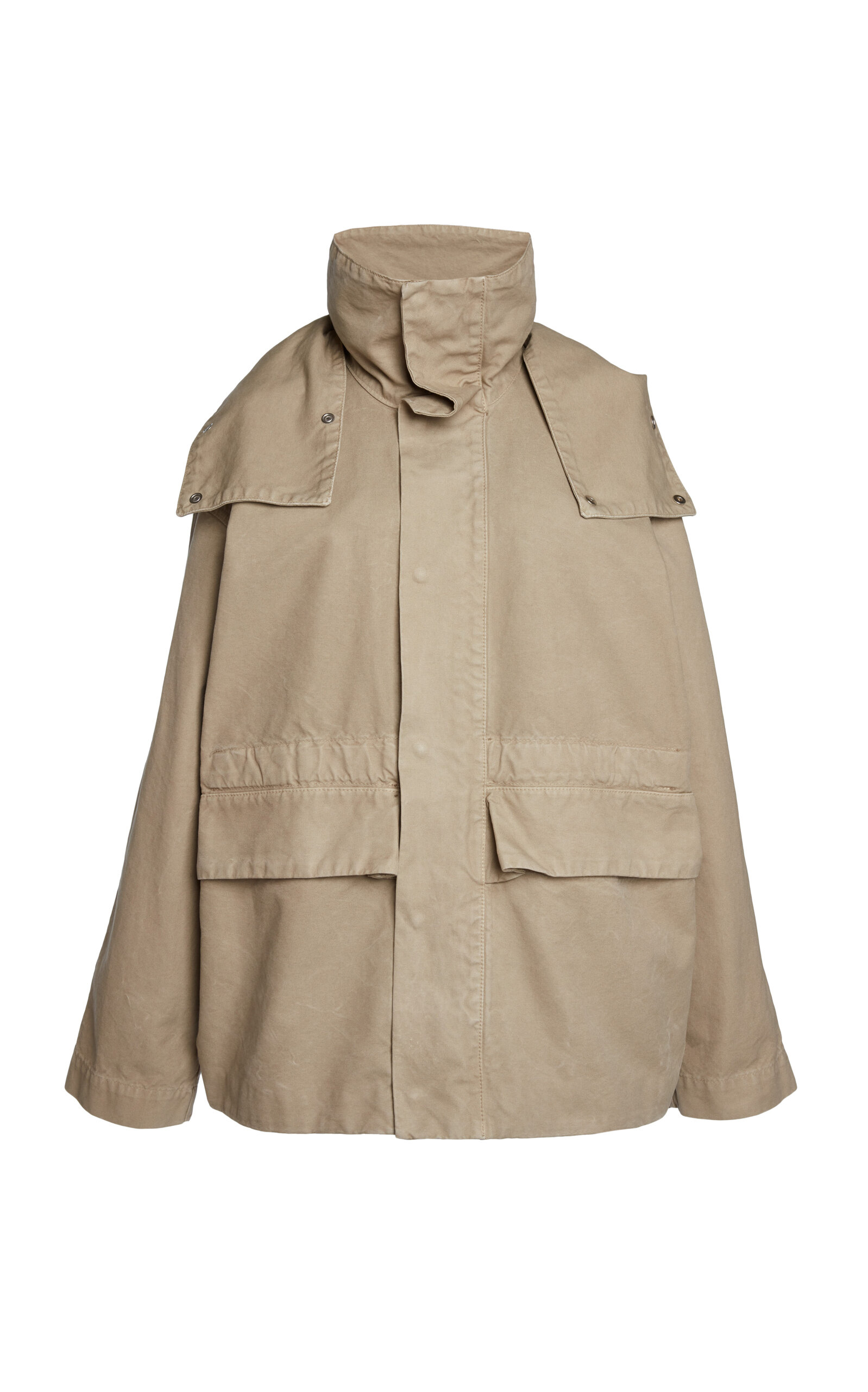 Victoria Beckham Oversized Cotton Utility Jacket In Neutral
