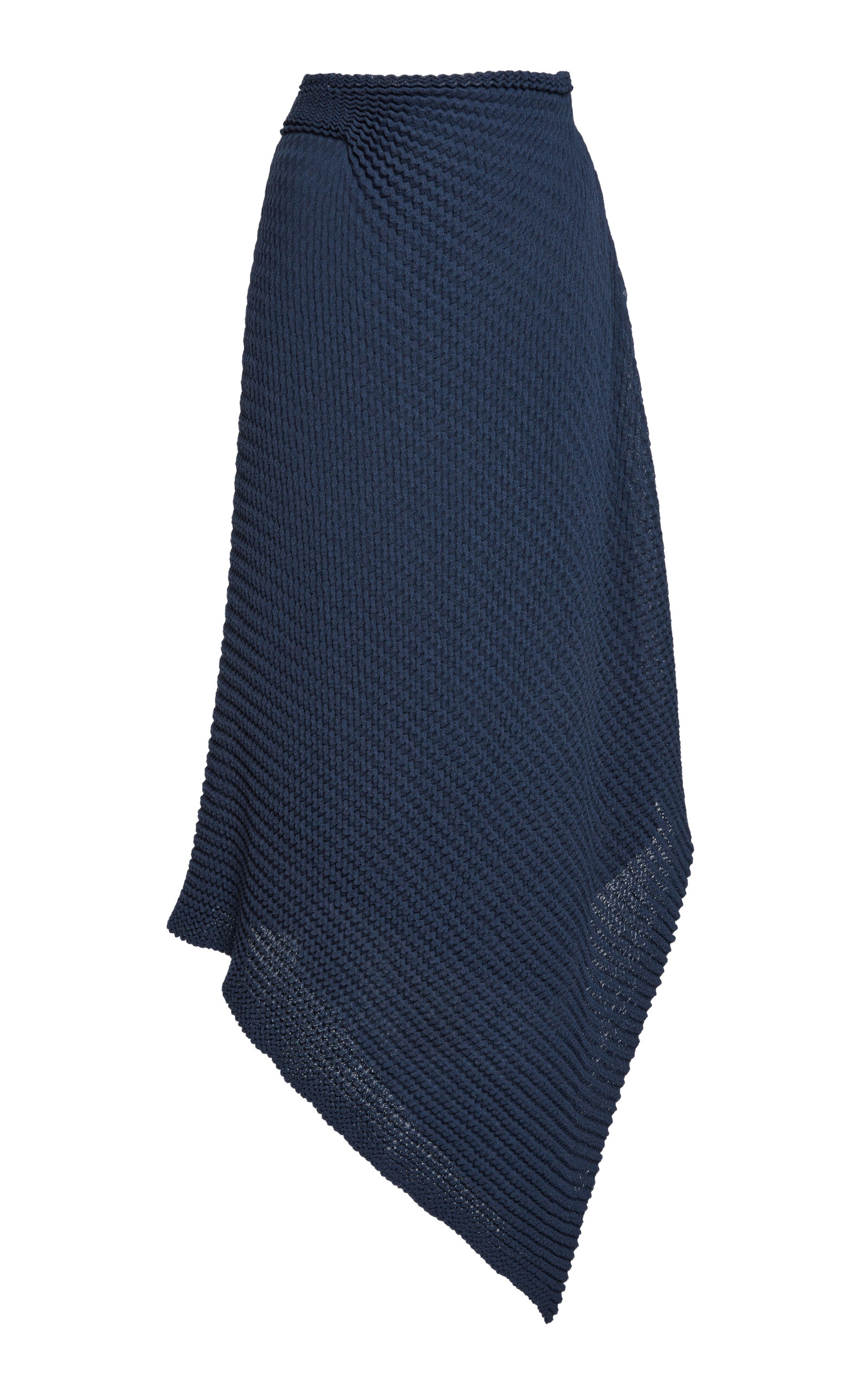 Victoria Beckham Draped Knit Strech-cotton Midi Skirt In Blue