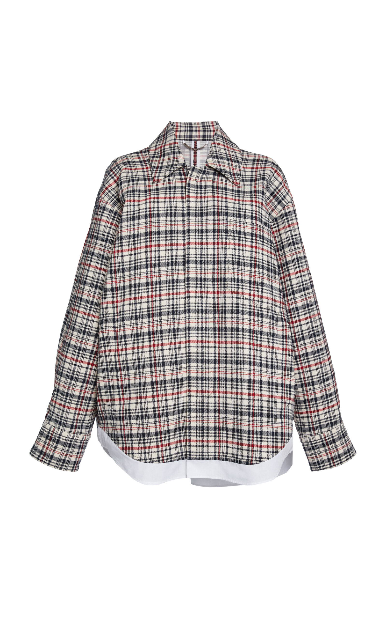 Victoria Beckham Cocoon Oversized Cotton-wool Shirt Jacket In Multi
