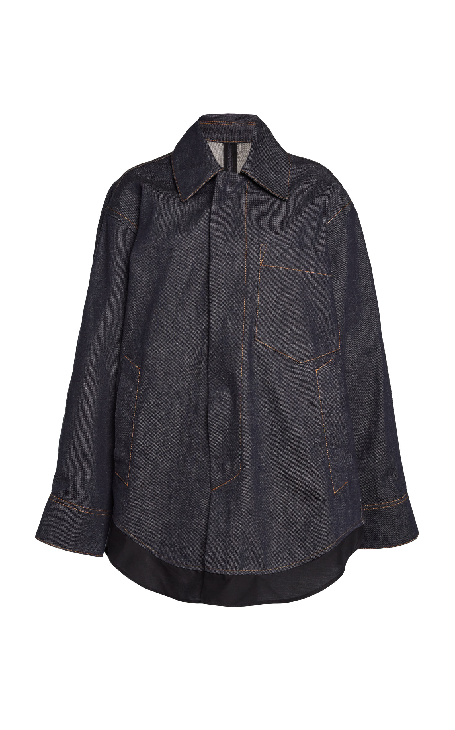 Victoria Beckham Cocoon Oversized Denim Shirt Jacket In Blue
