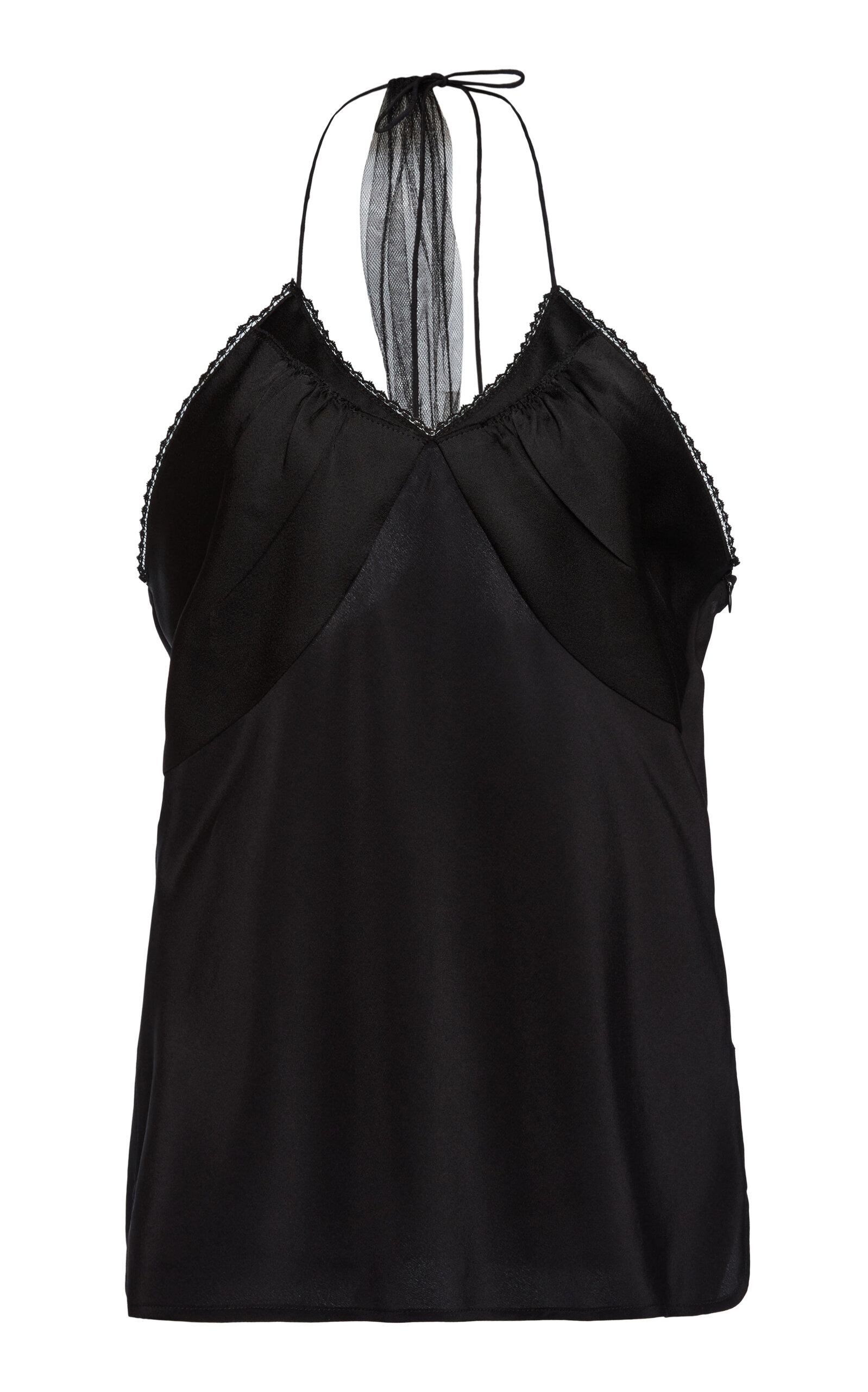 Victoria Beckham Gathered Silk Cami Top In Black