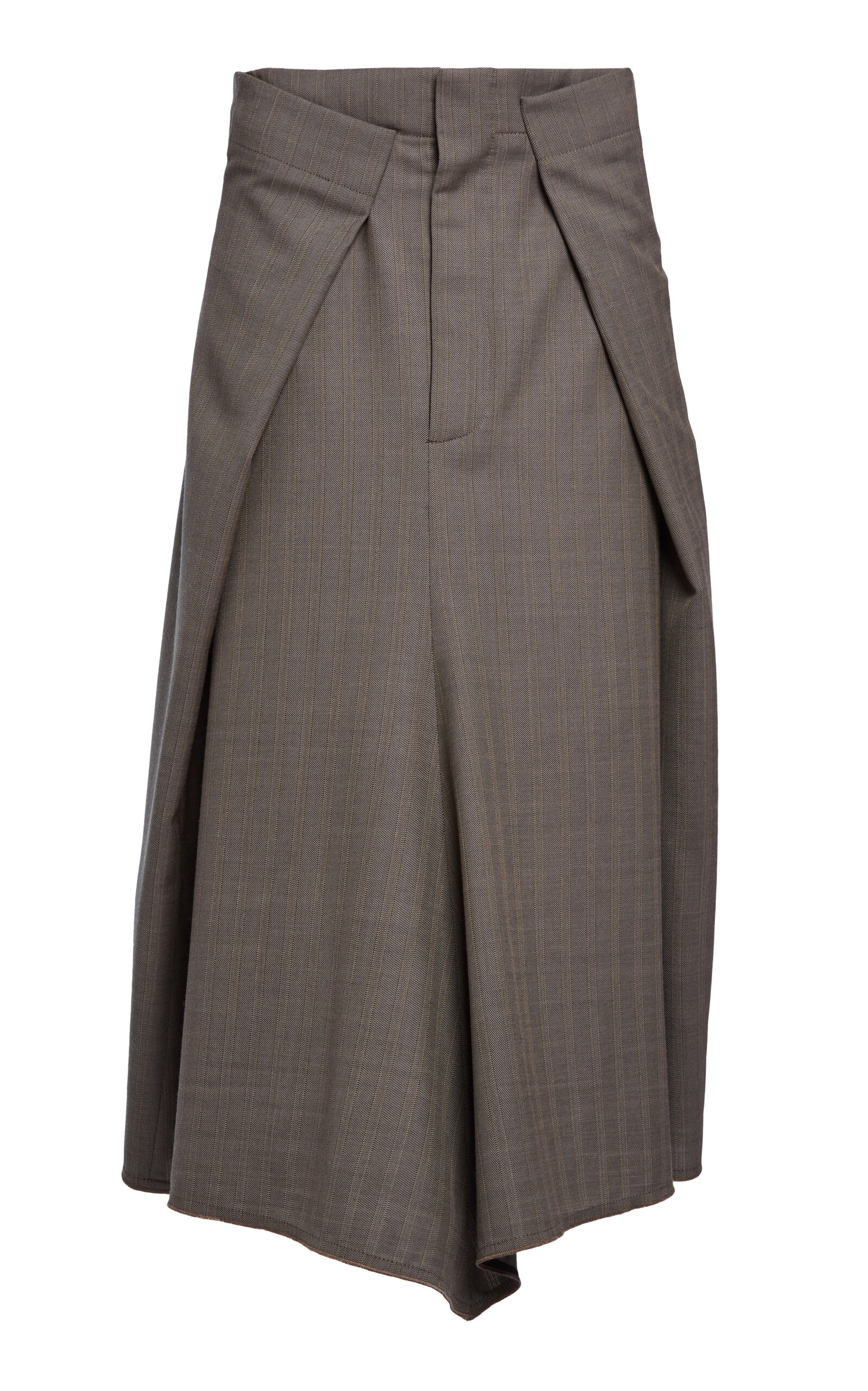 Victoria Beckham Tailored Virgin Wool Midi Skirt In Gray