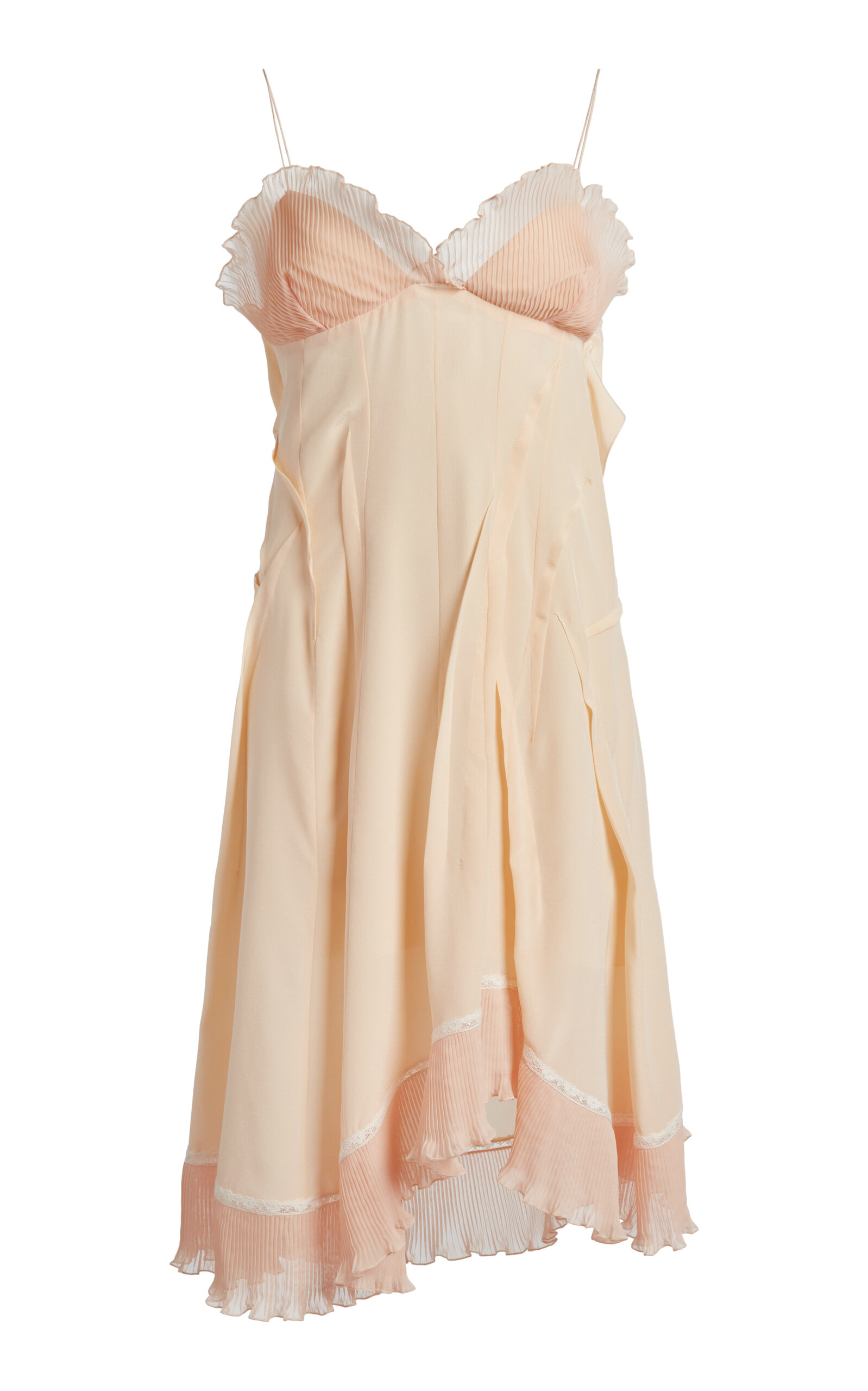 Victoria Beckham Ruffle Silk Midi Dress In Pink