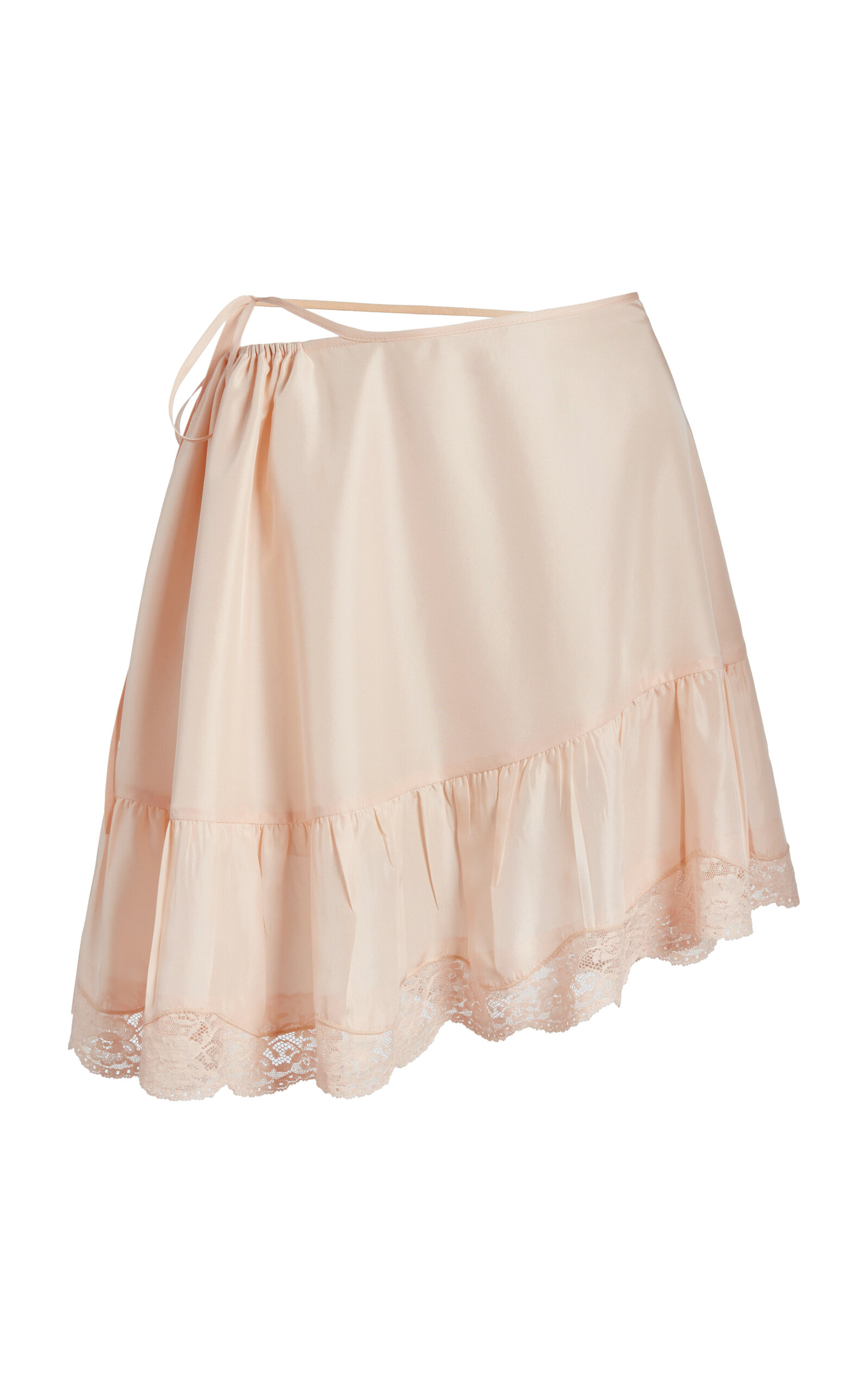 Victoria Beckham Ruffled-Hem Silk Mini Dress - Light Pink