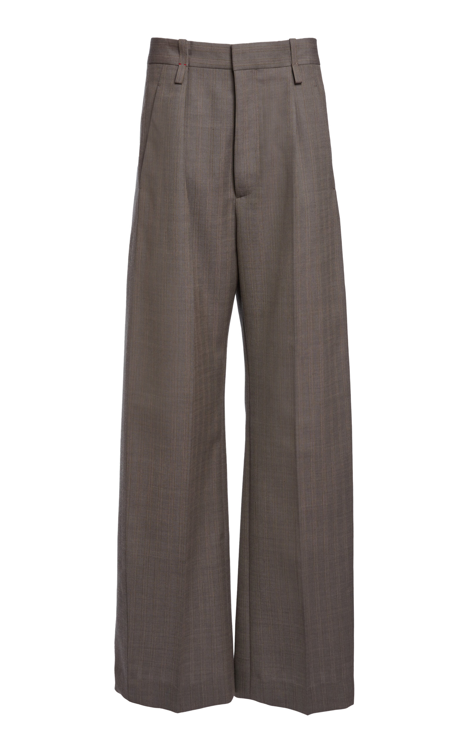 Victoria Beckham Oversized Pleated Virgin Wool Trousers In Gray