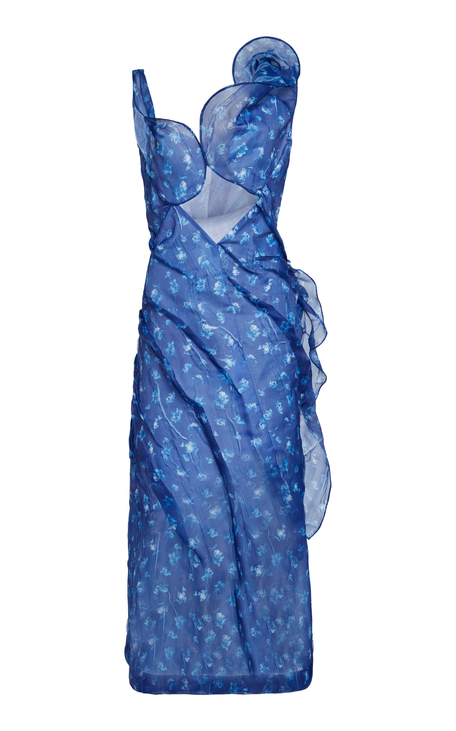 Victoria Beckham Asymmetrical Cutout Midi Dress In Blue