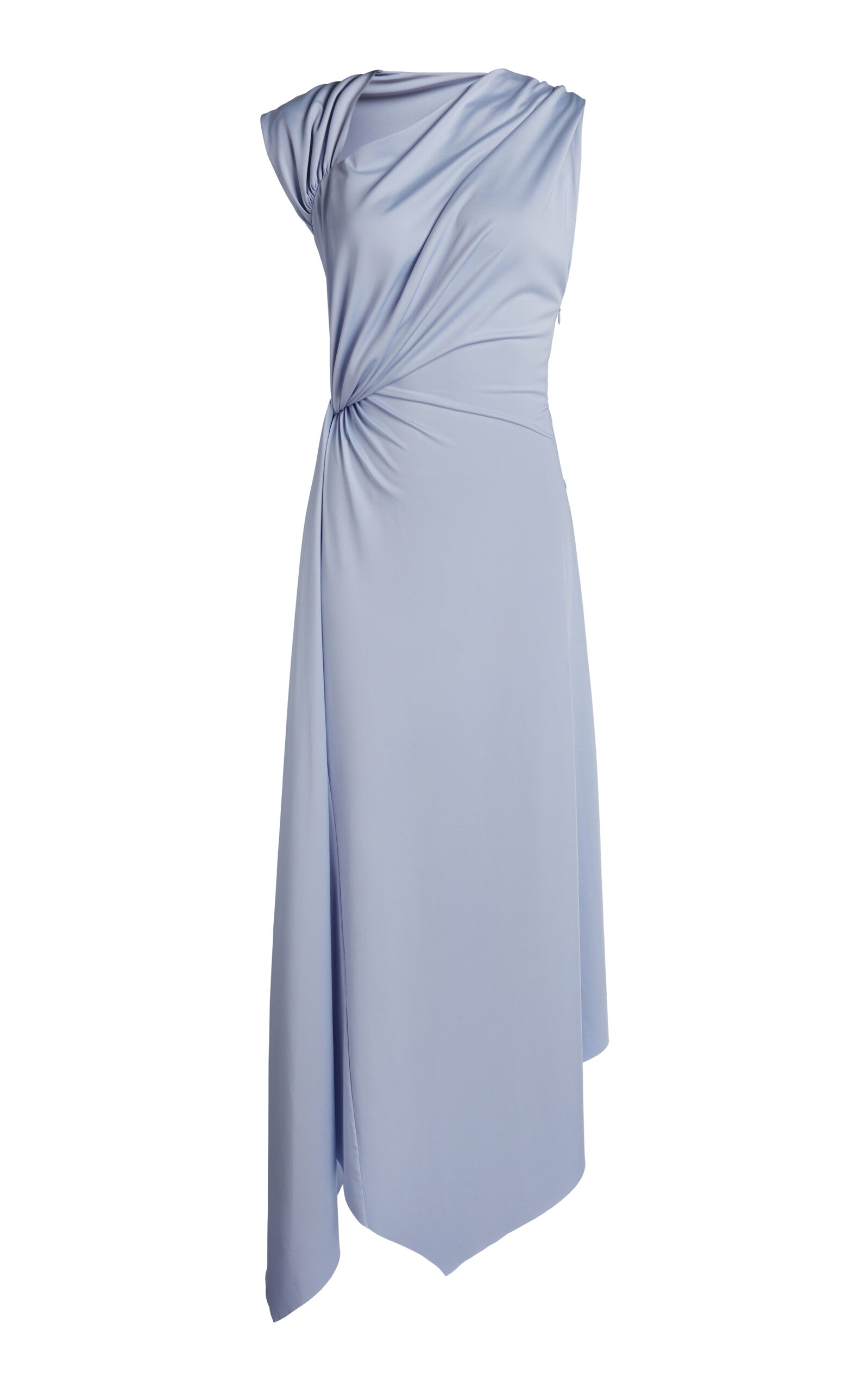 Victoria Beckham Asymmetrical Twist-detailed Midi Dress In Blue