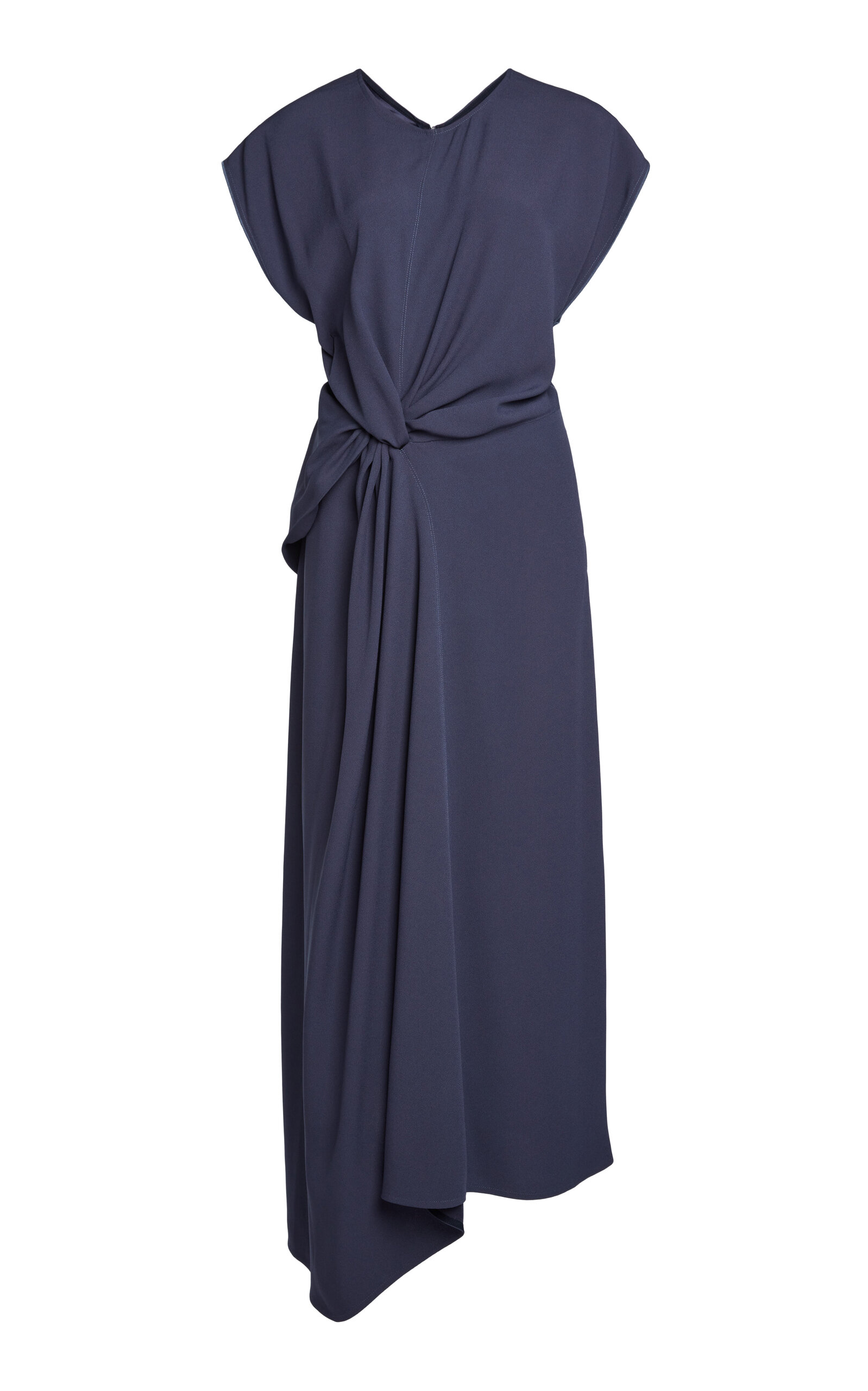 Victoria Beckham Twist Waist Midi Dress In Blue