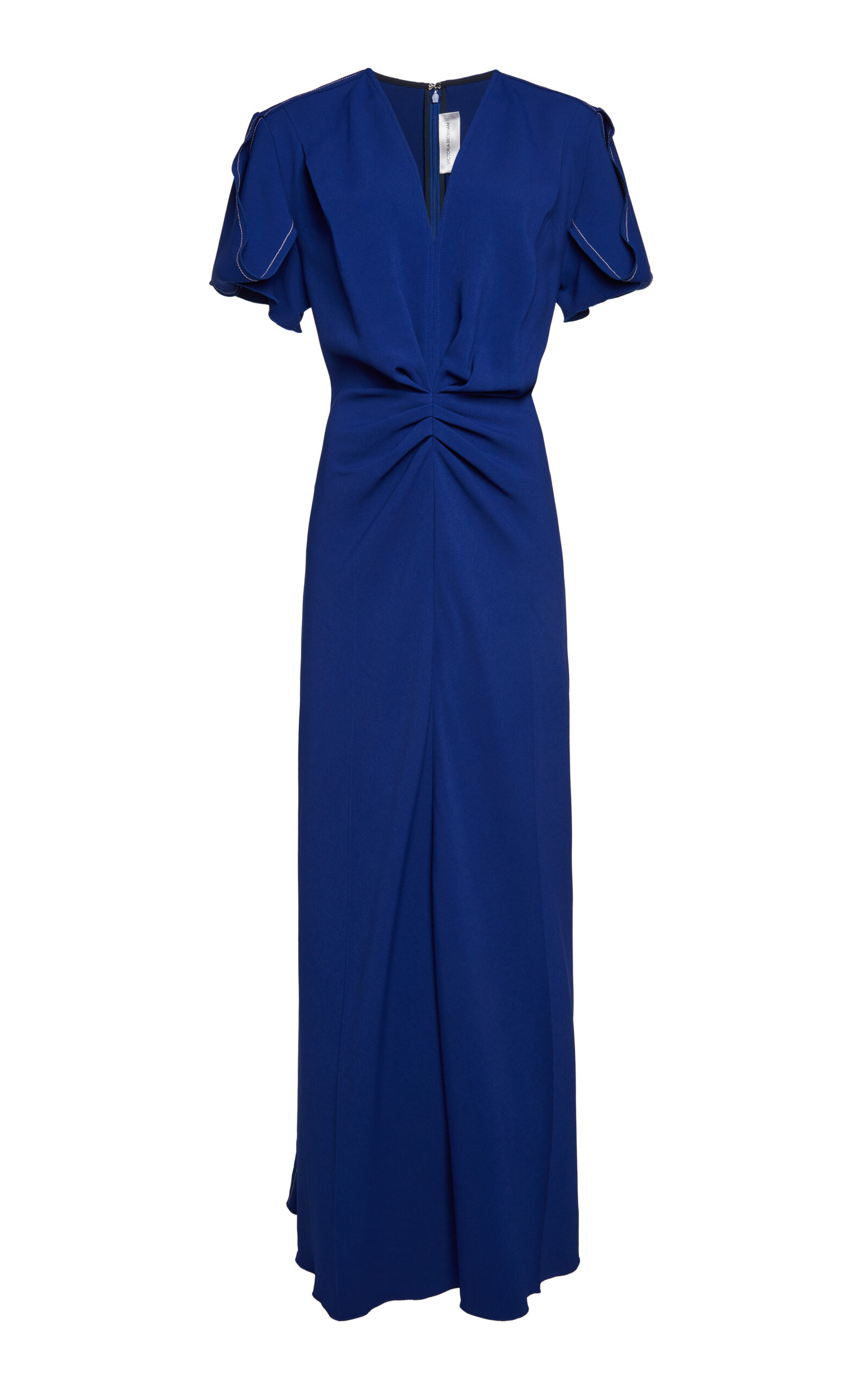 Victoria Beckham Eve Ruched Midi Dress In Blue