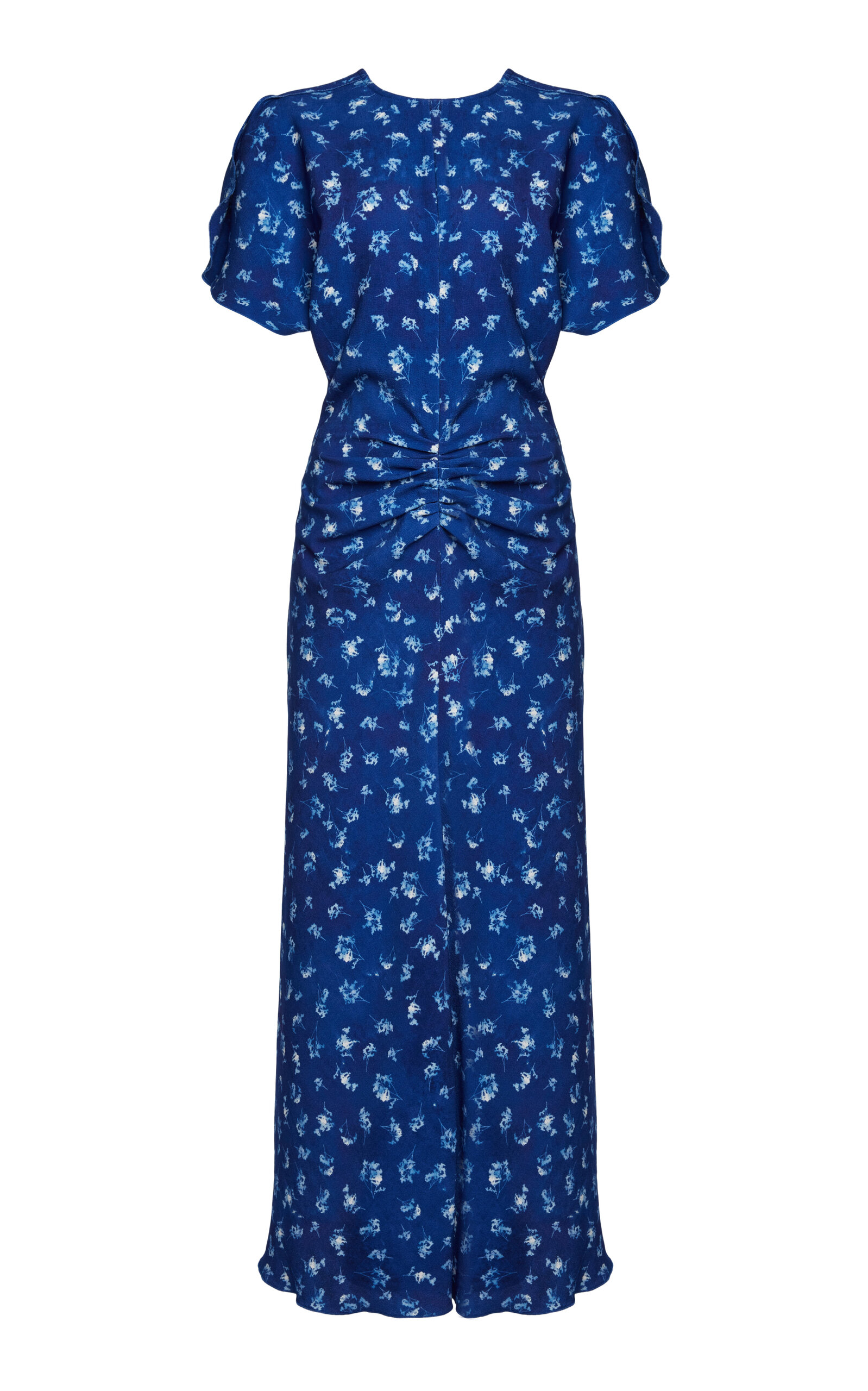 Victoria Beckham Bela Ruched Midi Dress In Blue