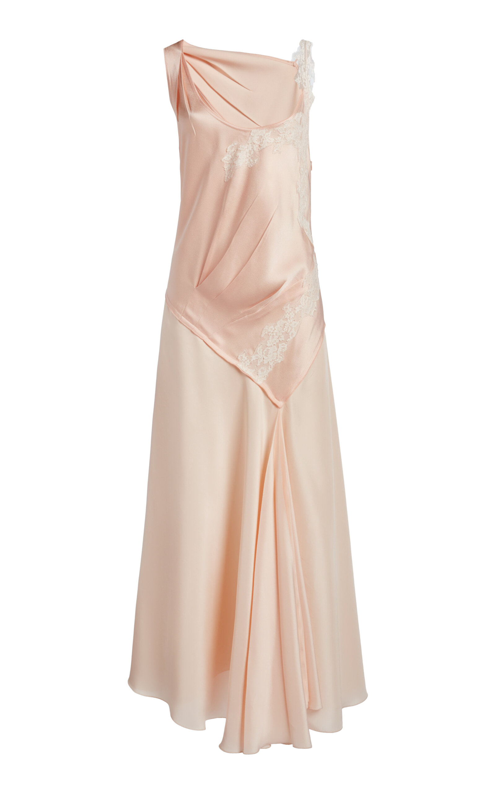 Victoria Beckham Asymmetrical Lace-detailed Maxi Dress In Pink