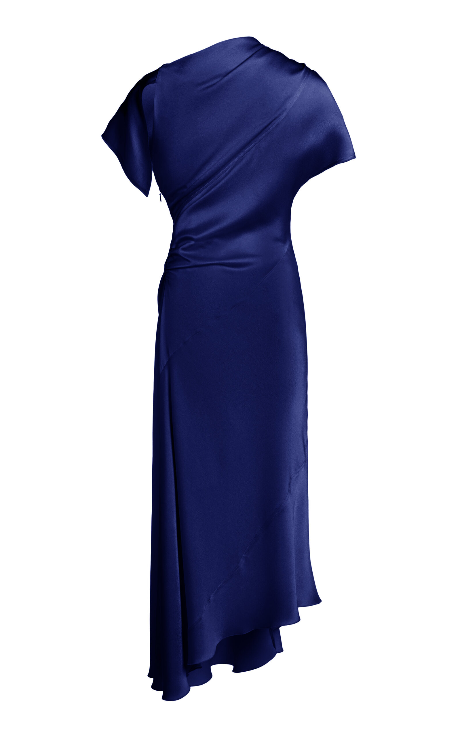 Victoria Beckham Asymmetrical Ruched Midi Dress In Blue