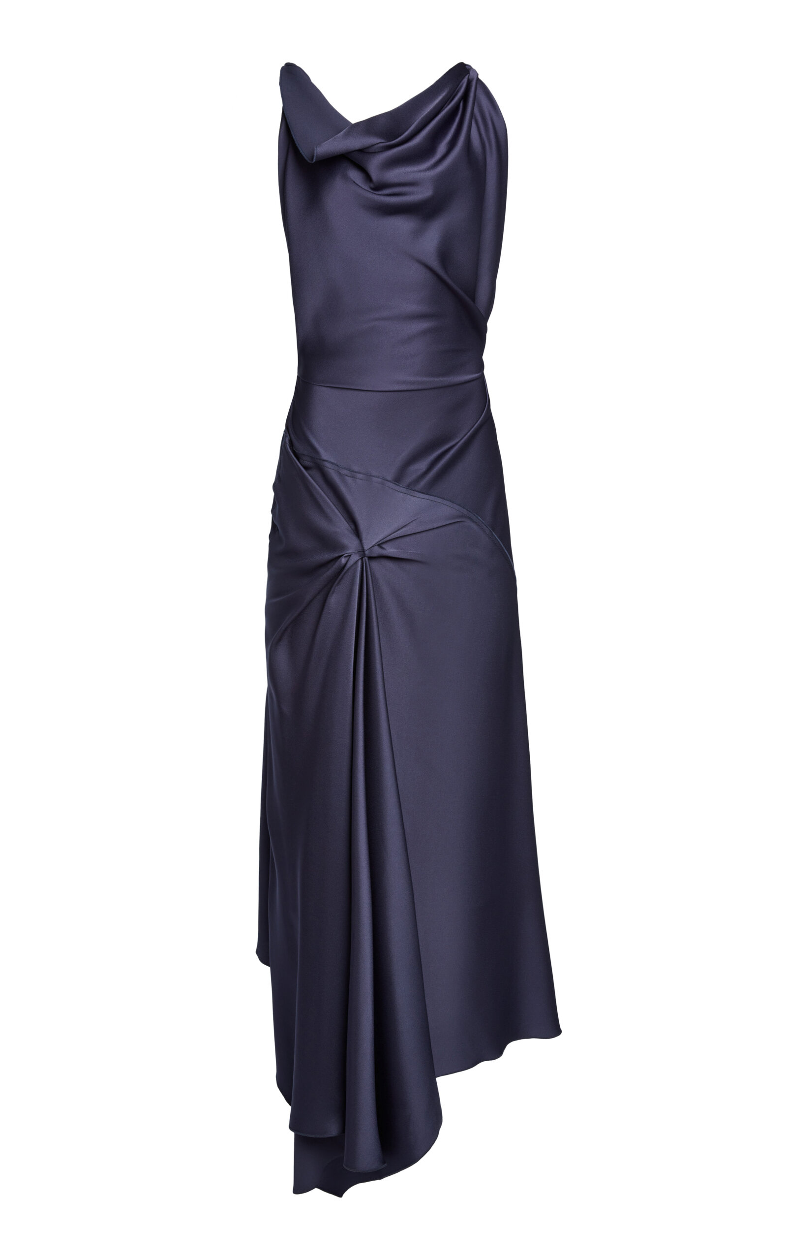 Victoria Beckham Posy Twist-detail Midi Dress In Blue