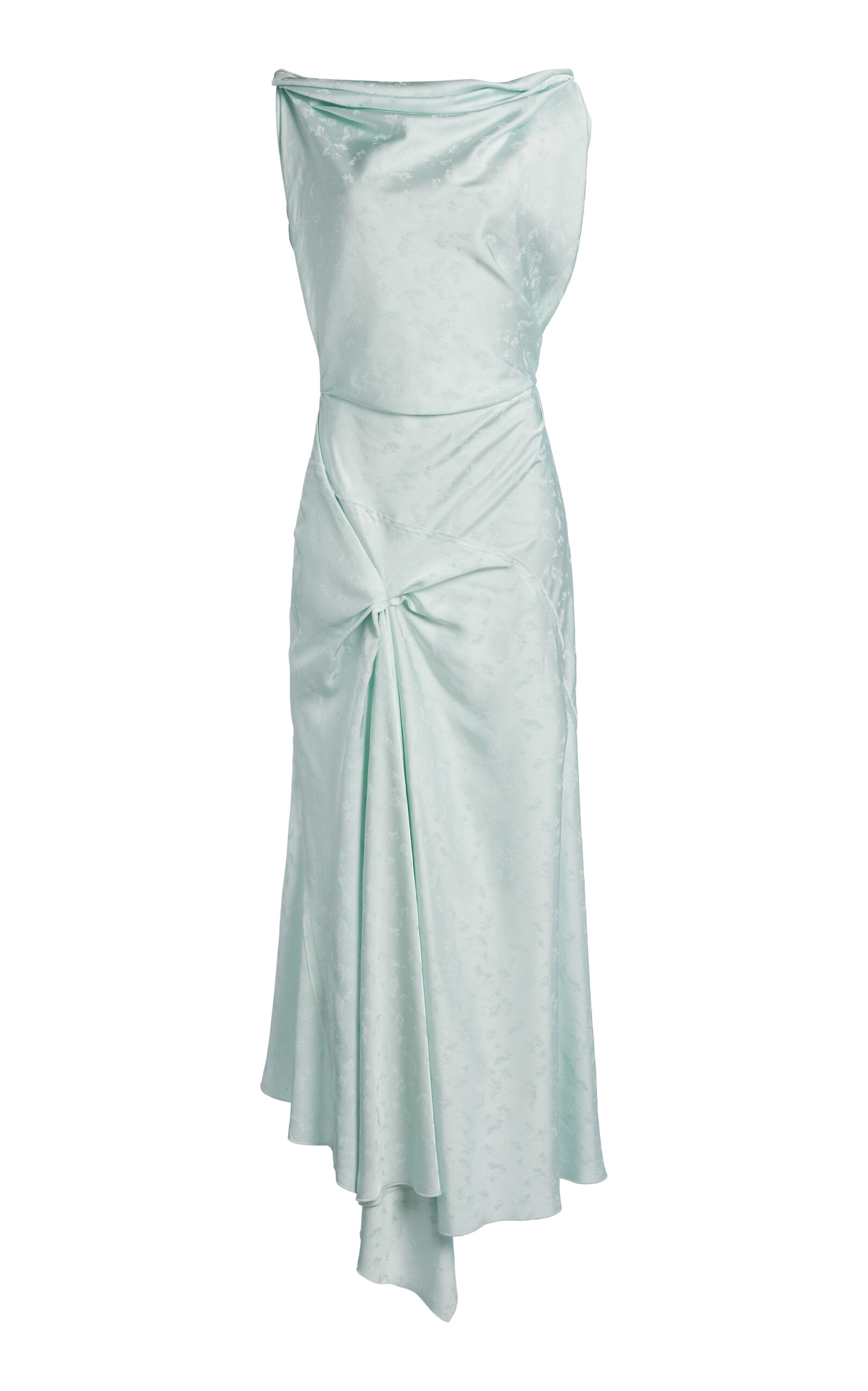 Victoria Beckham Posy Twist-detail Midi Dress In Blue