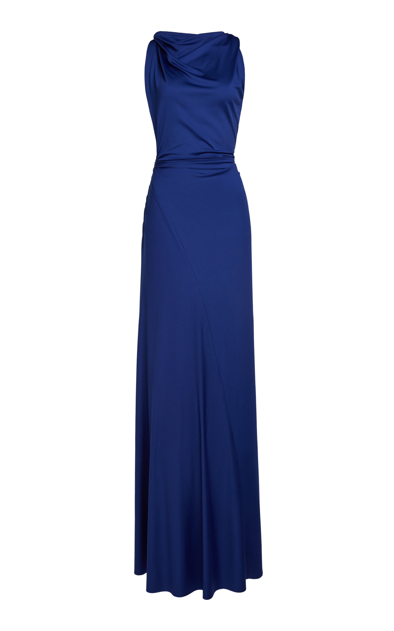 Victoria Beckham Draped Sleeveless Maxi Dress In Blue