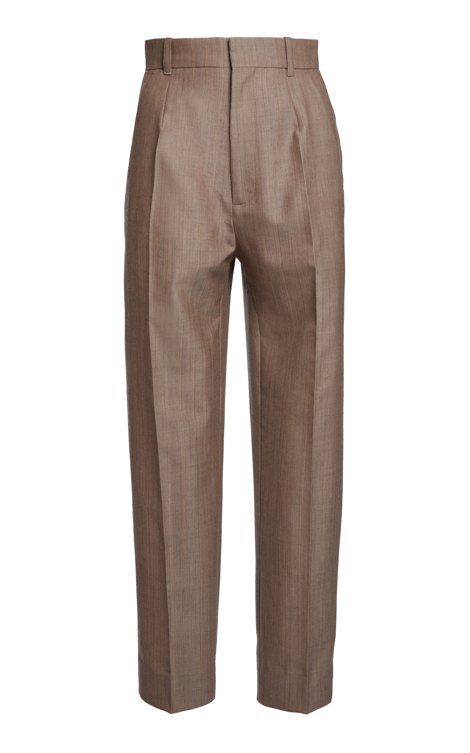 Victoria Beckham High Waisted Cropped Wool Trousers In Brown