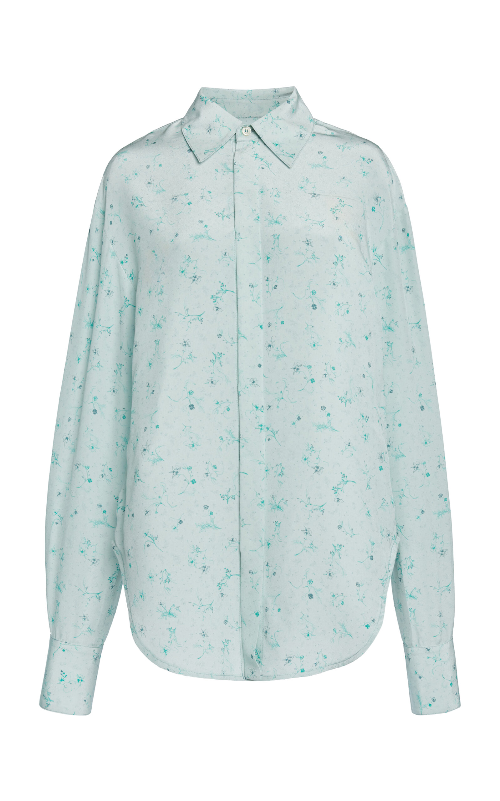 Victoria Beckham Button-up Silk Pajama Shirt In Green
