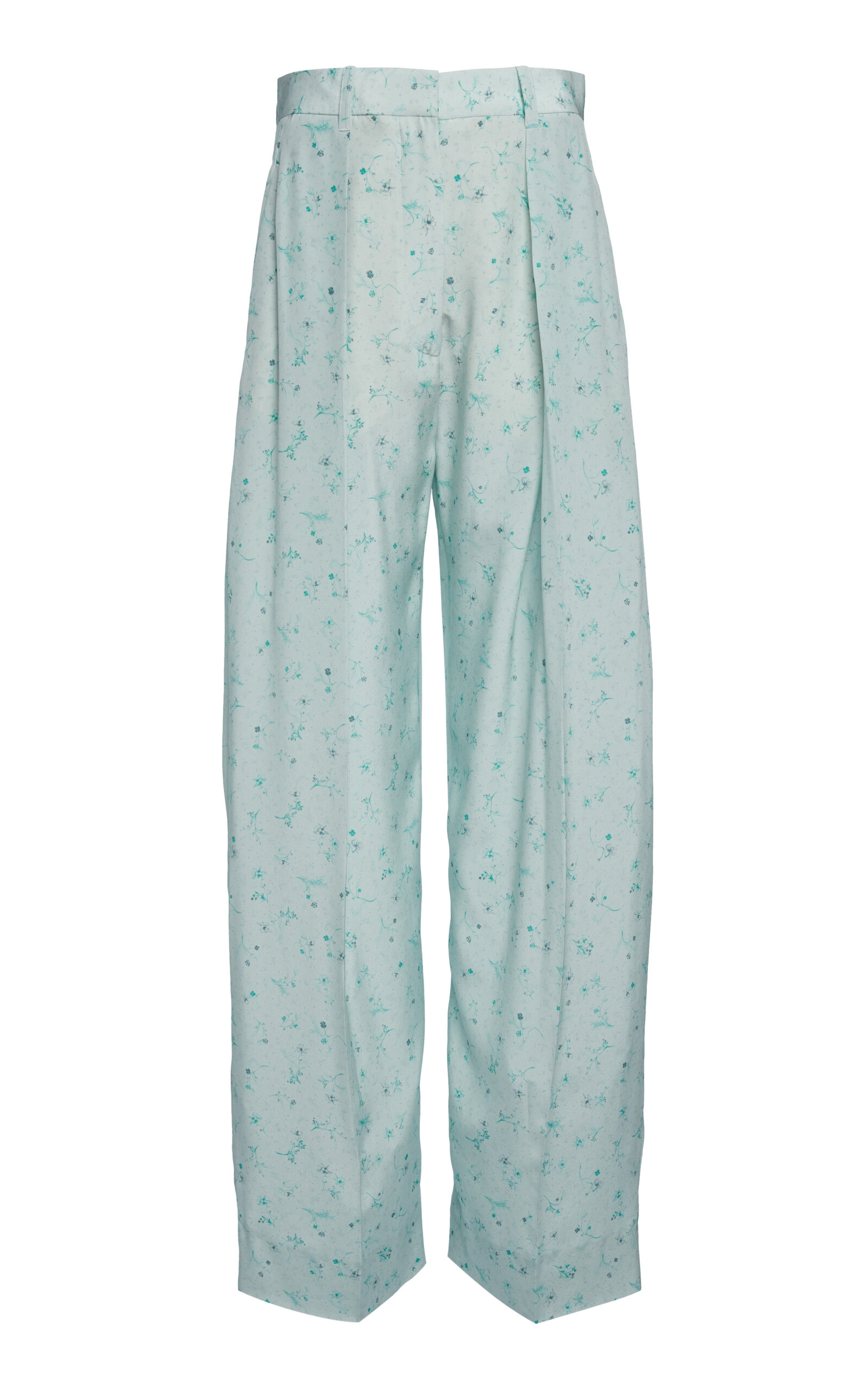 Victoria Beckham High-waisted Wide-leg Silk Trousers In Blue