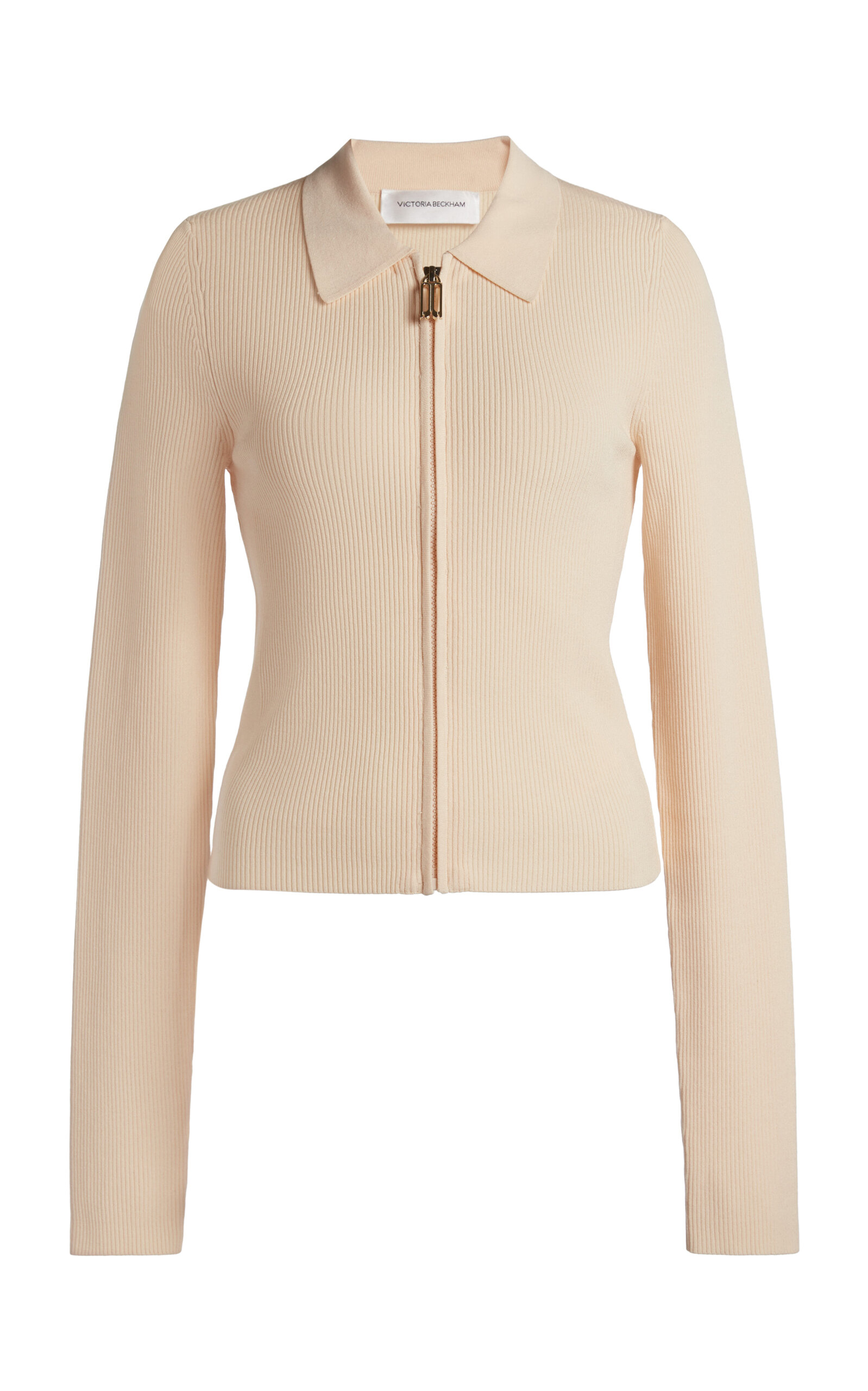 Victoria Beckham Zip-up Polo Top In Neutral