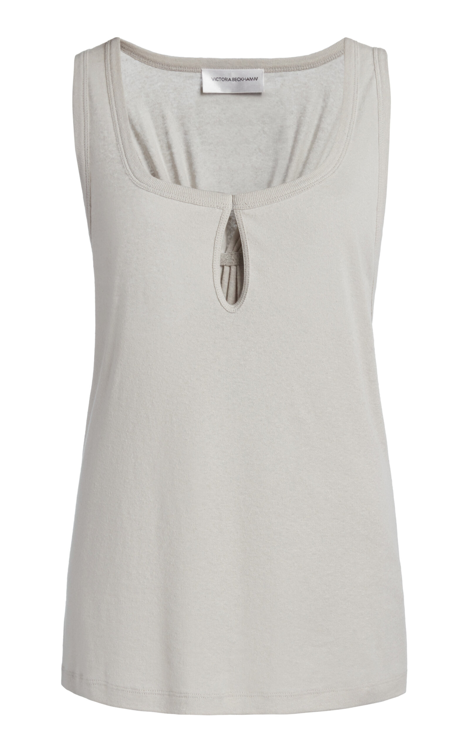Victoria Beckham Slit Cotton-blend Tank Top In Gray