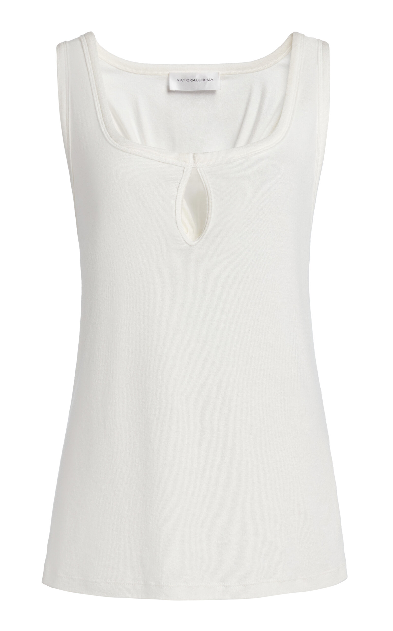 Victoria Beckham Slit Cotton-blend Tank Top In White