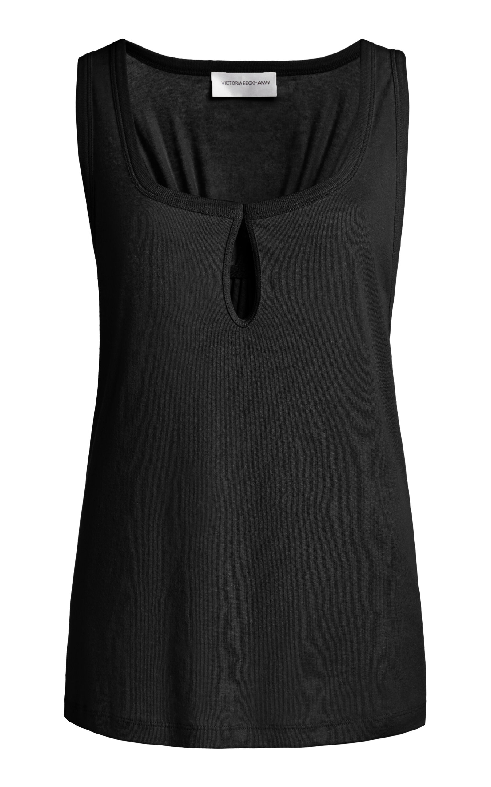 Victoria Beckham Slit Cotton-blend Tank Top In Black