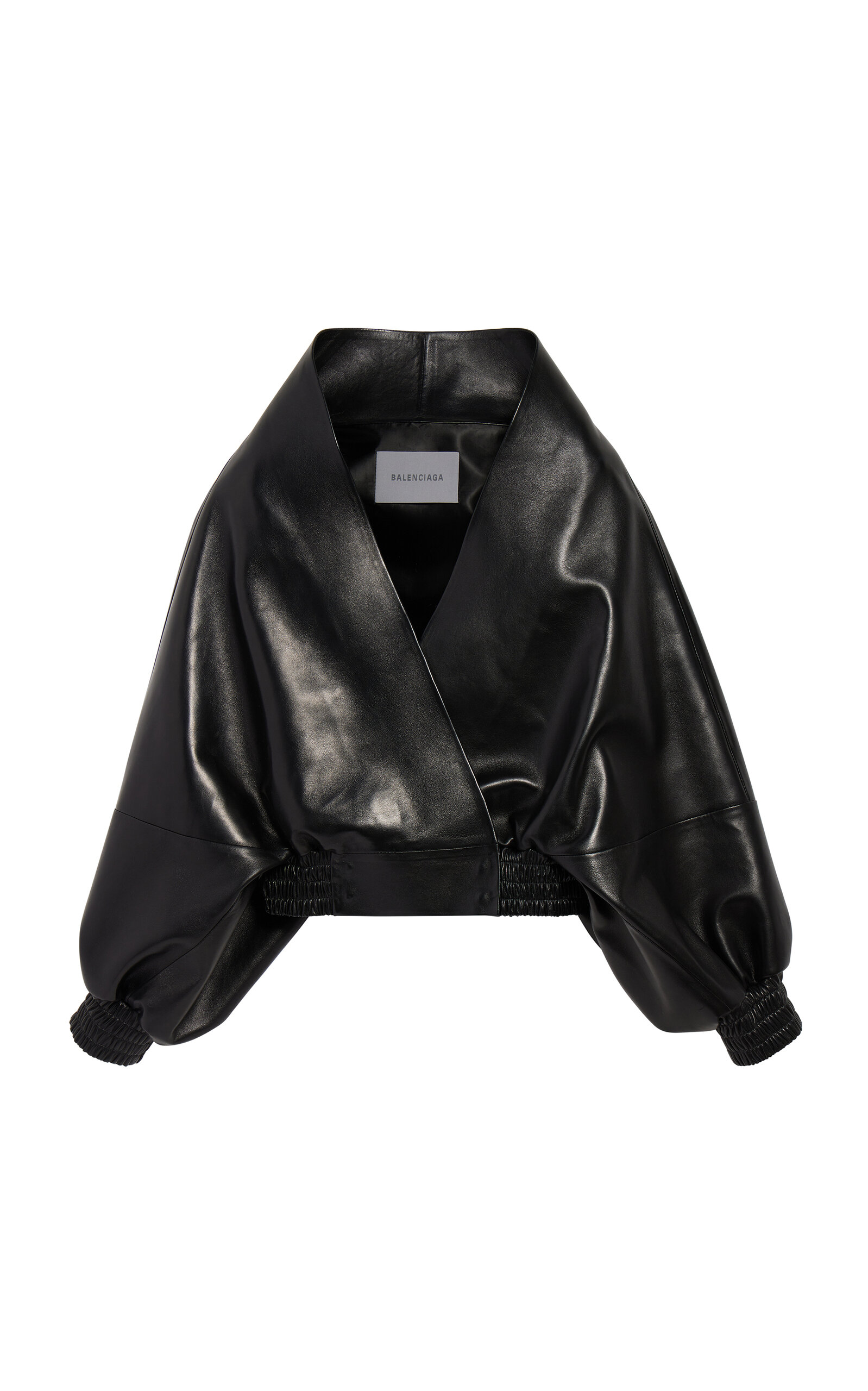 Balenciaga Lightweight Leather Wrap Jacket In Black