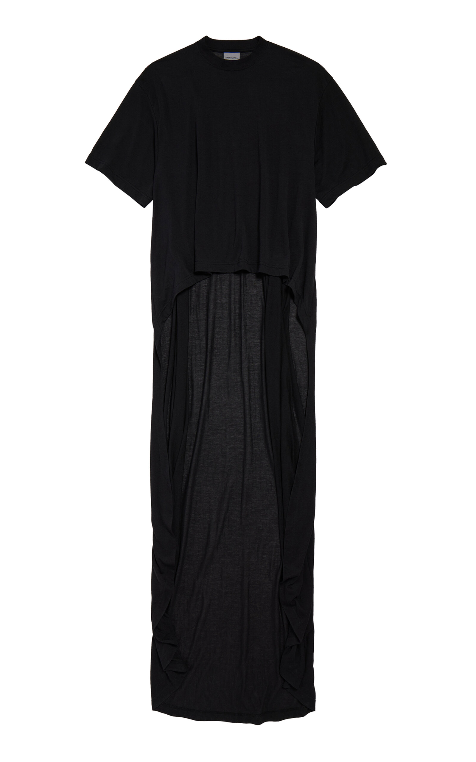 Balenciaga Train-detailed Sheer Jersey T-shirt In Black