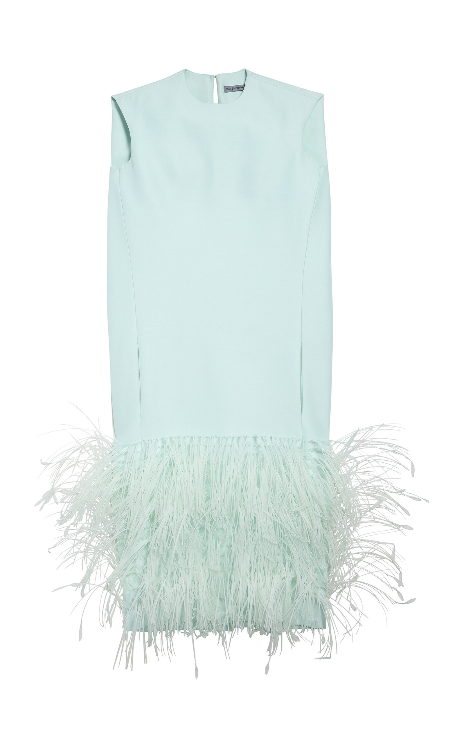 Balenciaga Fringed Organza Midi Dress In Blue