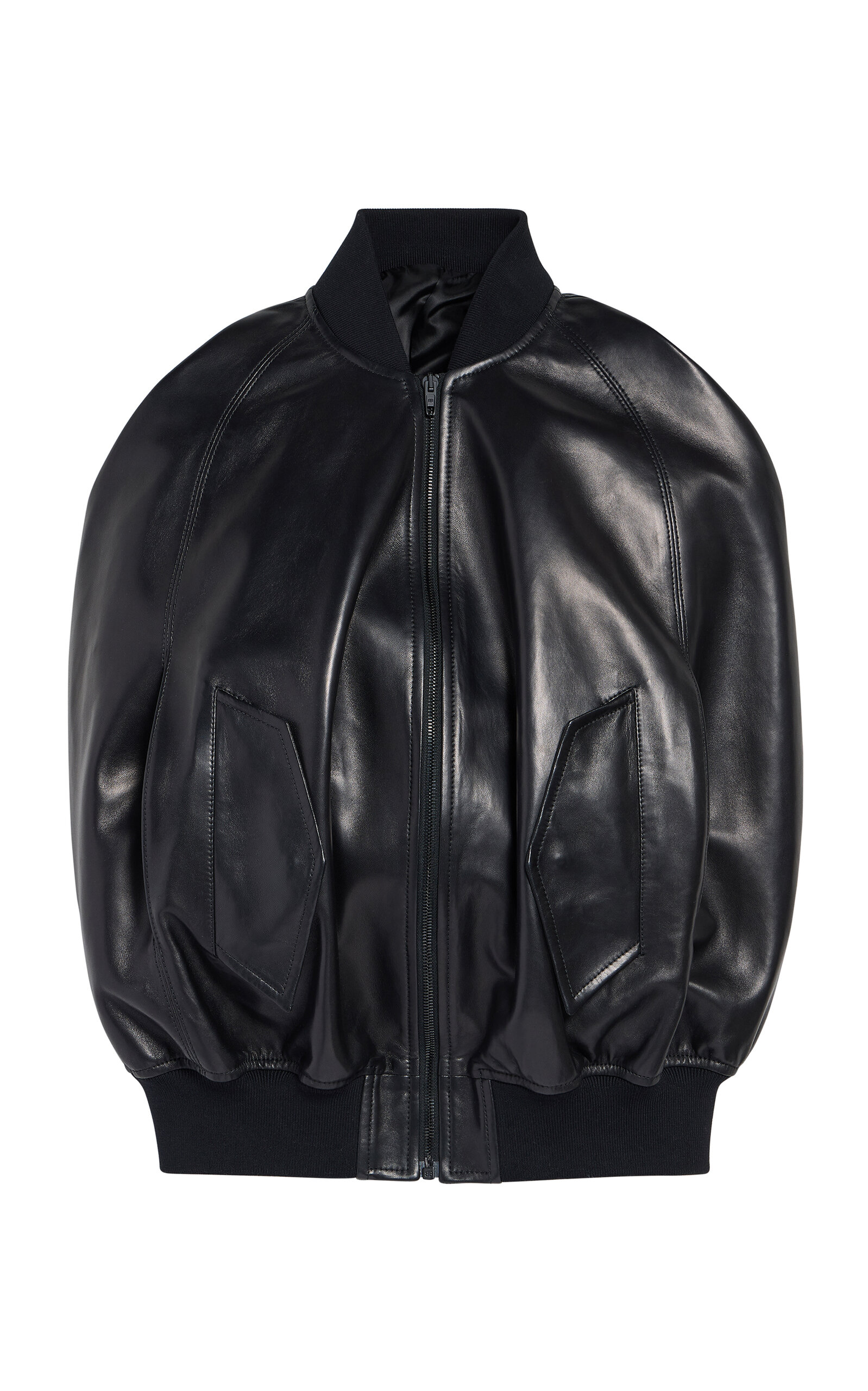 Balenciaga Lightweight Leather Bomber Jacket In Black