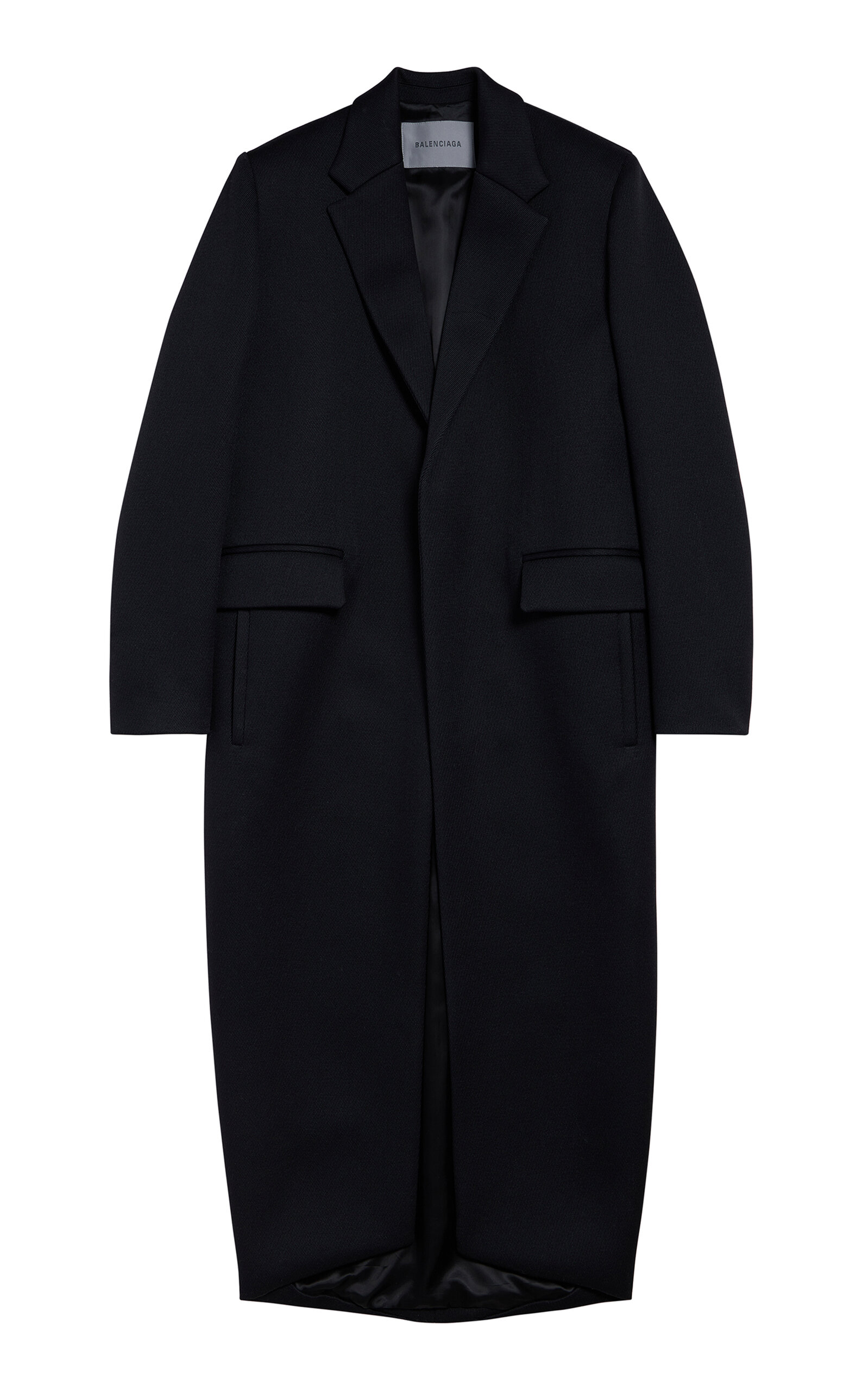 Balenciaga Wool Gabardine Coat In Black