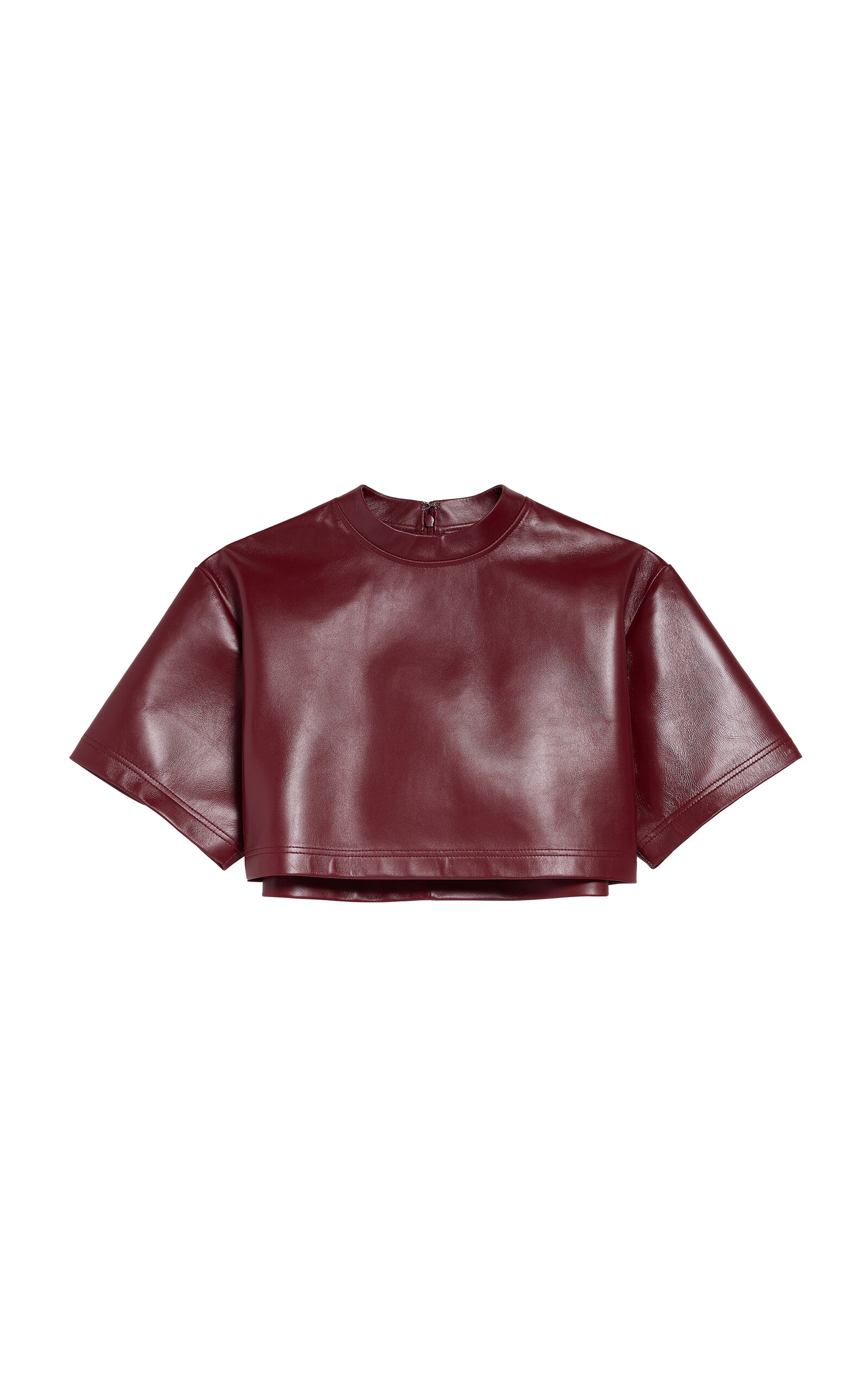 Balenciaga Cropped Leather T-shirt In Pink