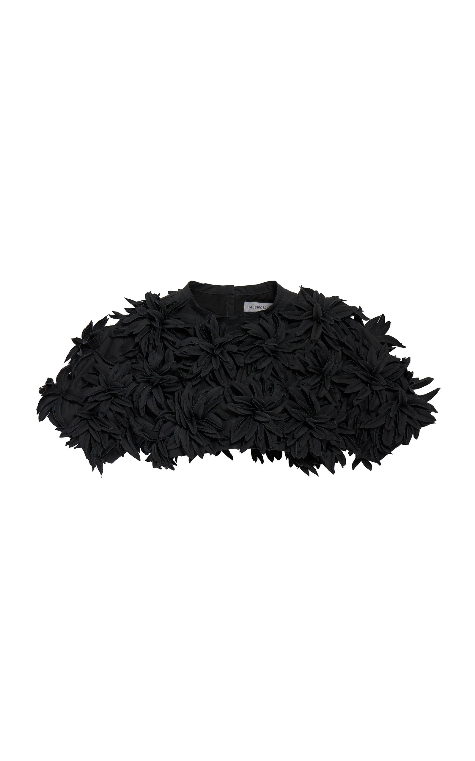 Balenciaga Cropped Floral-embroidered Top In Black