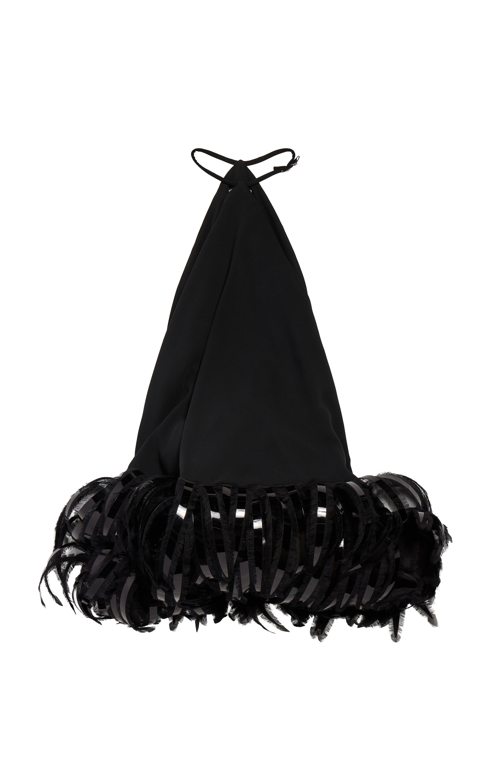 Balenciaga Feather-embroidered Halter Mini Dress In Black