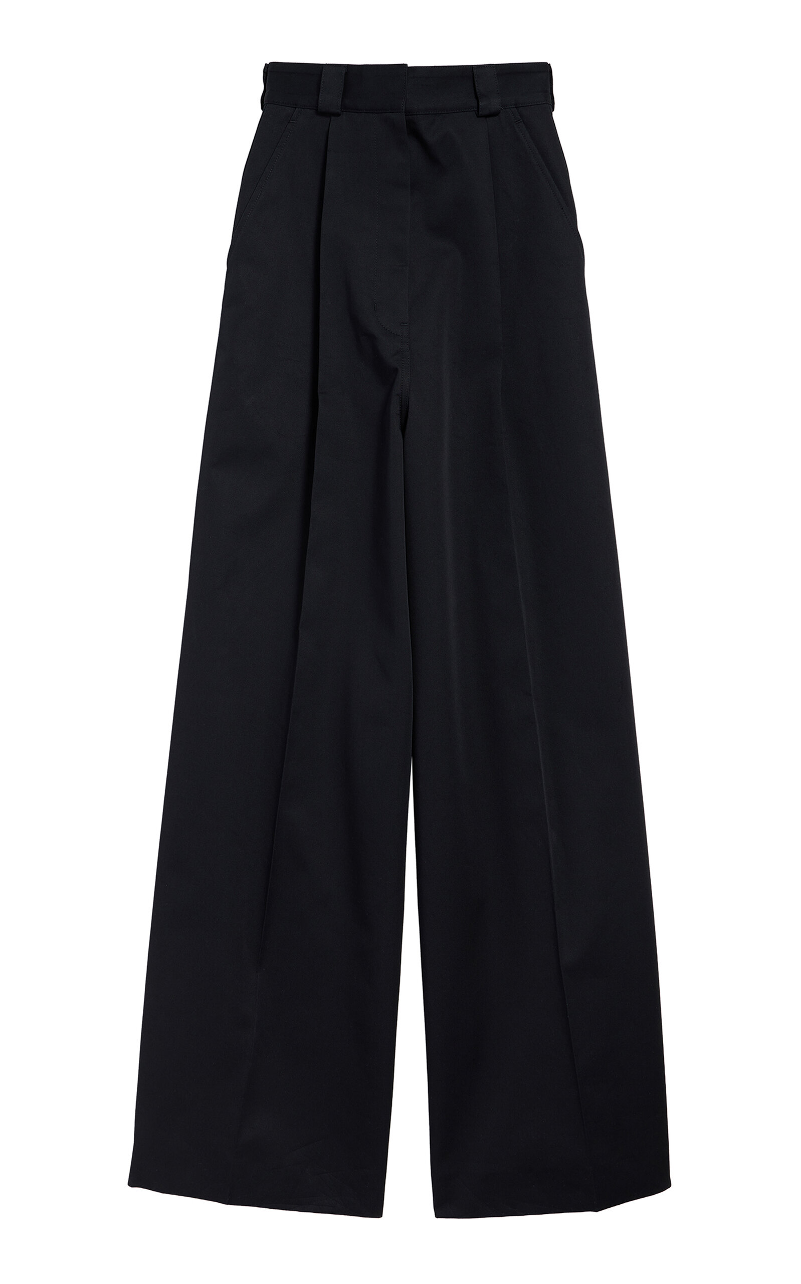 Balenciaga High-rise Cotton Gabardine Wide-leg Pants In Black