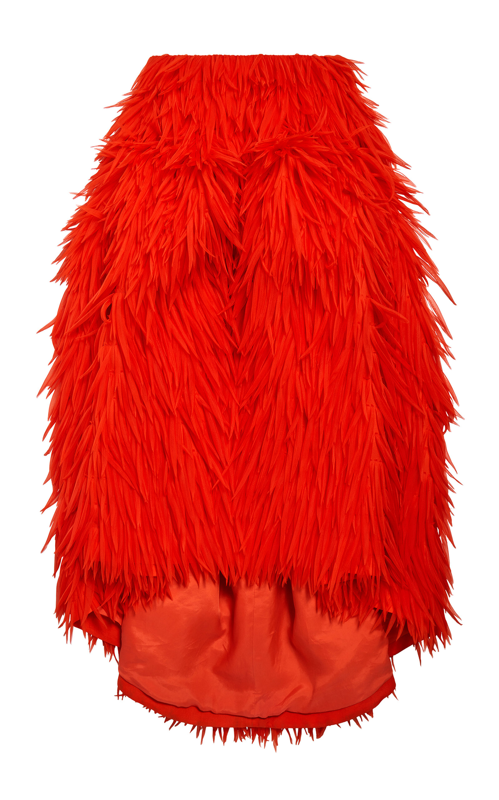 Balenciaga Feather-embroidered Organza Maxi Dress In Red