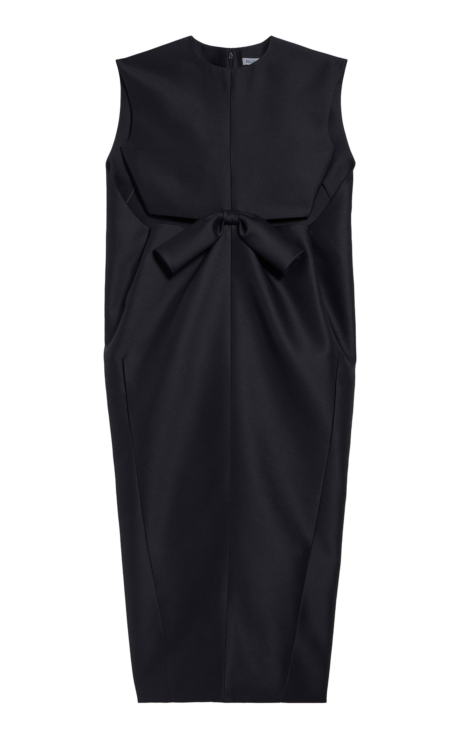 Balenciaga Draped Wool-silk Cocoon Midi Dress In Black